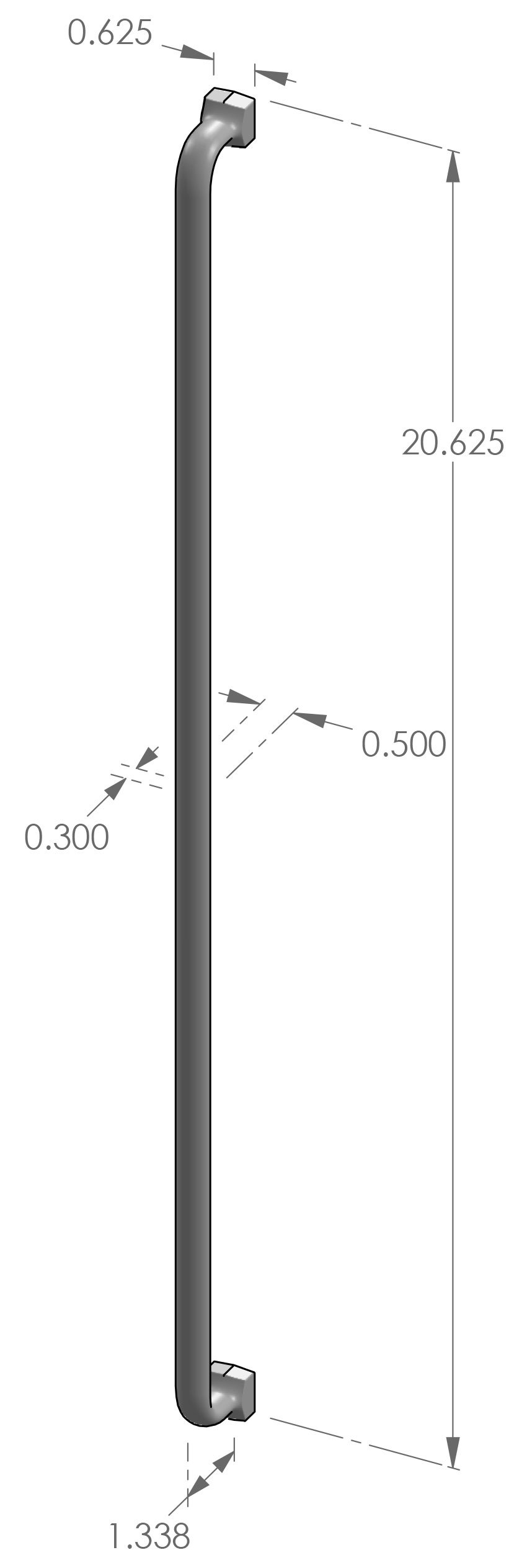 CK-514-20 Square Foot Cabinet Pull Specifications