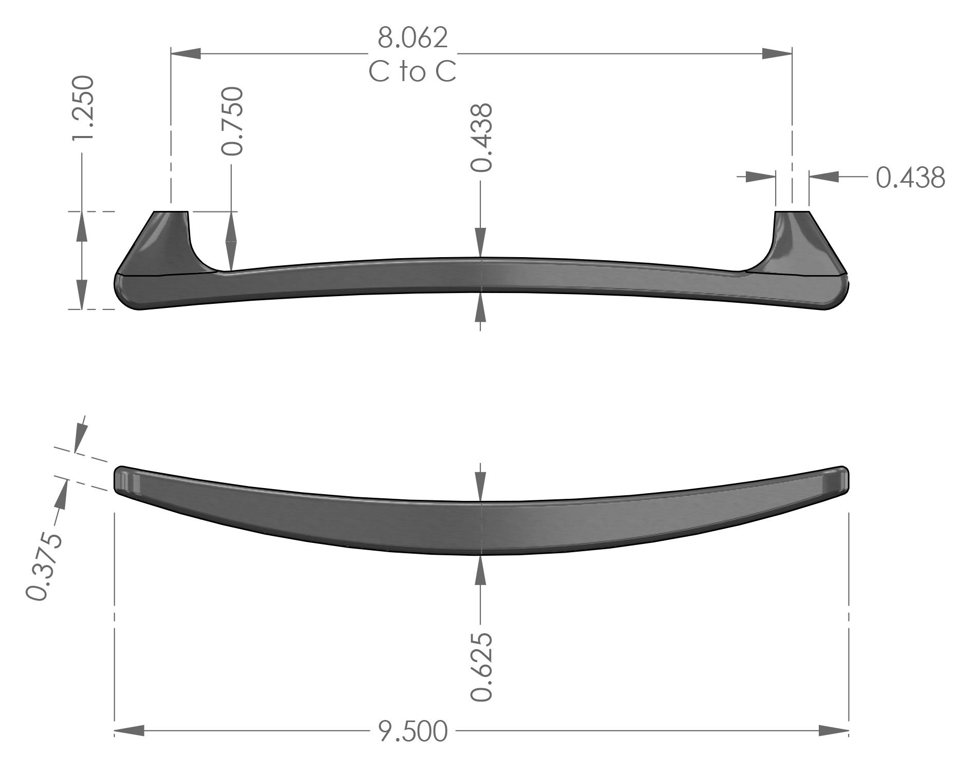 CK-850 Swept Cabinet Pull Specifications