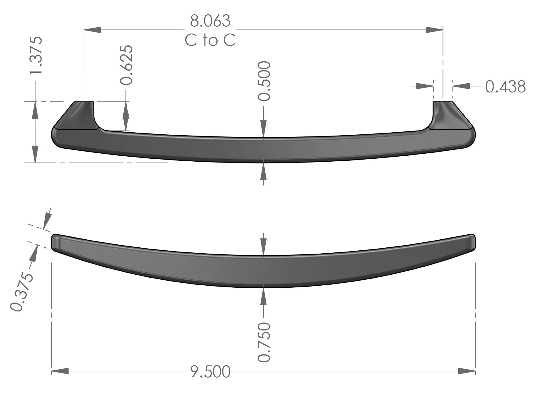 CK-860 Swept Cabinet Pull Specifications