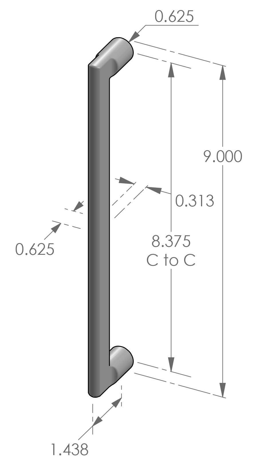 CK-1109 Contemporary Cabinet Pull with Round Feet Specifications