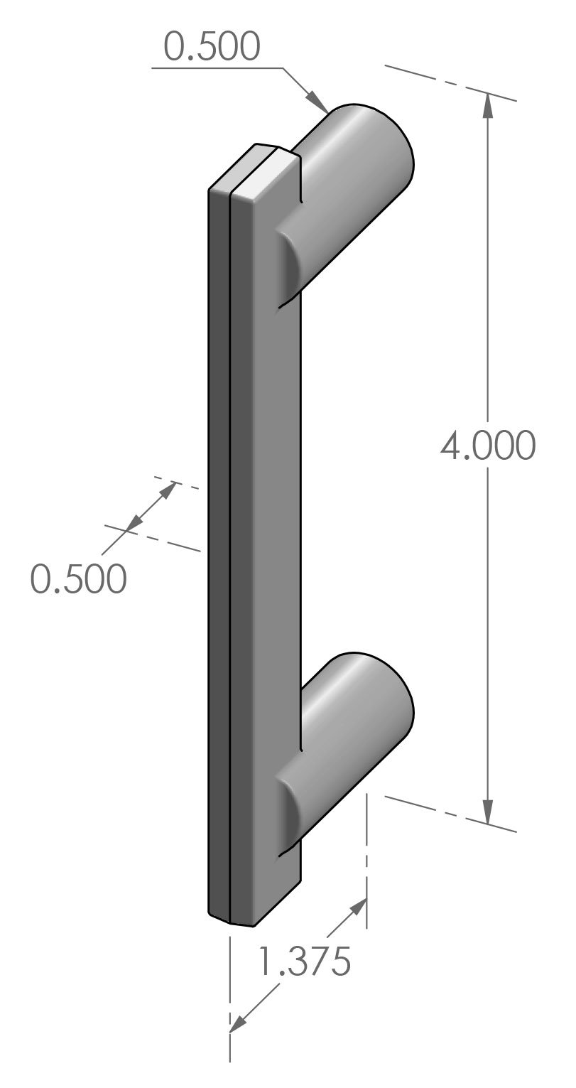 CK-9103 Contemporary Cabinet Pull with Round Feet Specifications