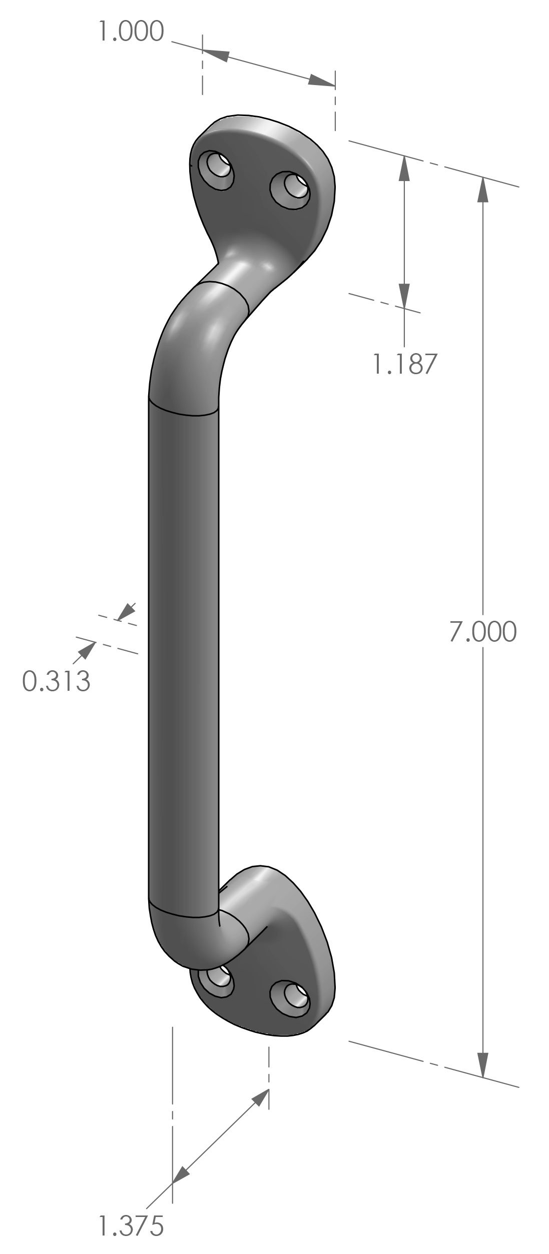SP-700 Surface Mount Sash Pull Specifications