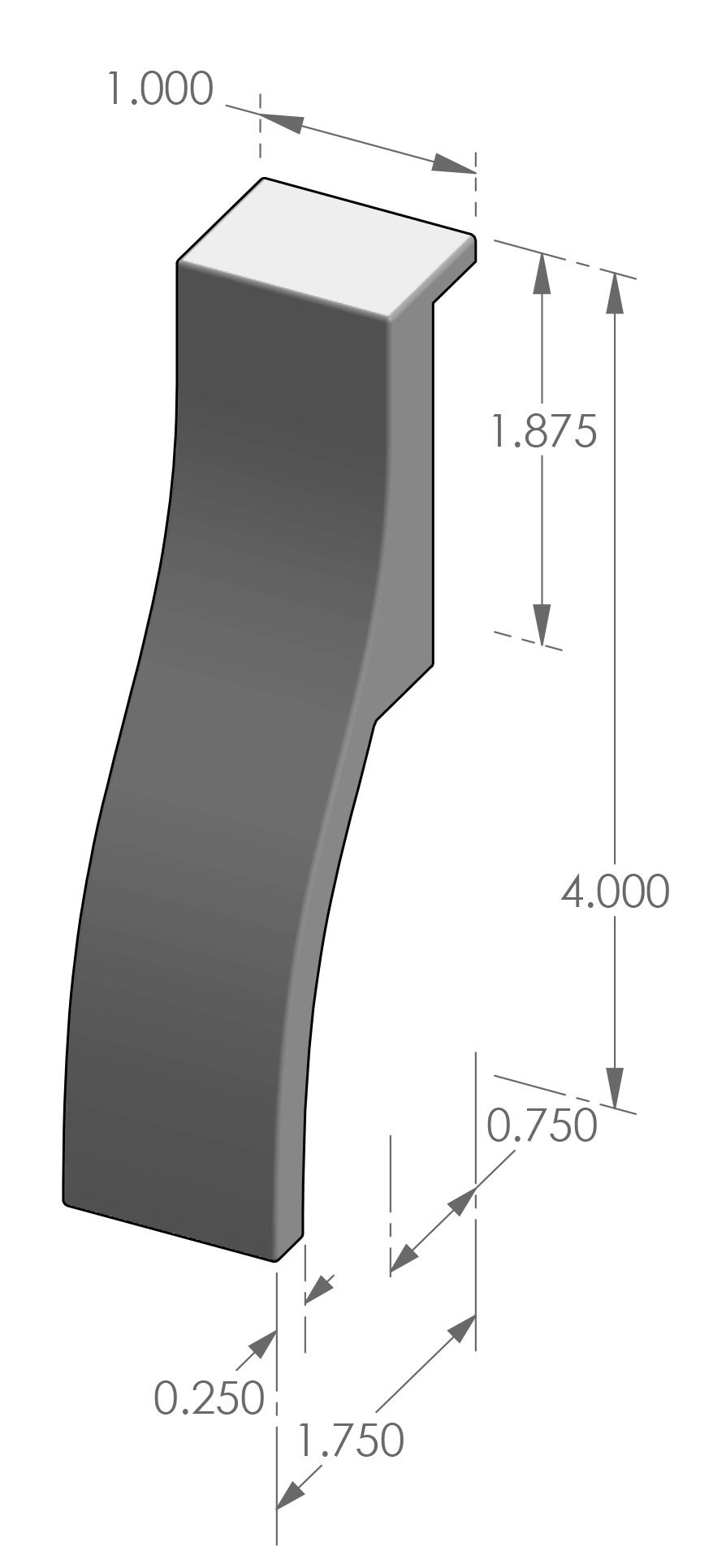 CK-LP124R The Lift Open End Cabinet Pull with Return Specifications