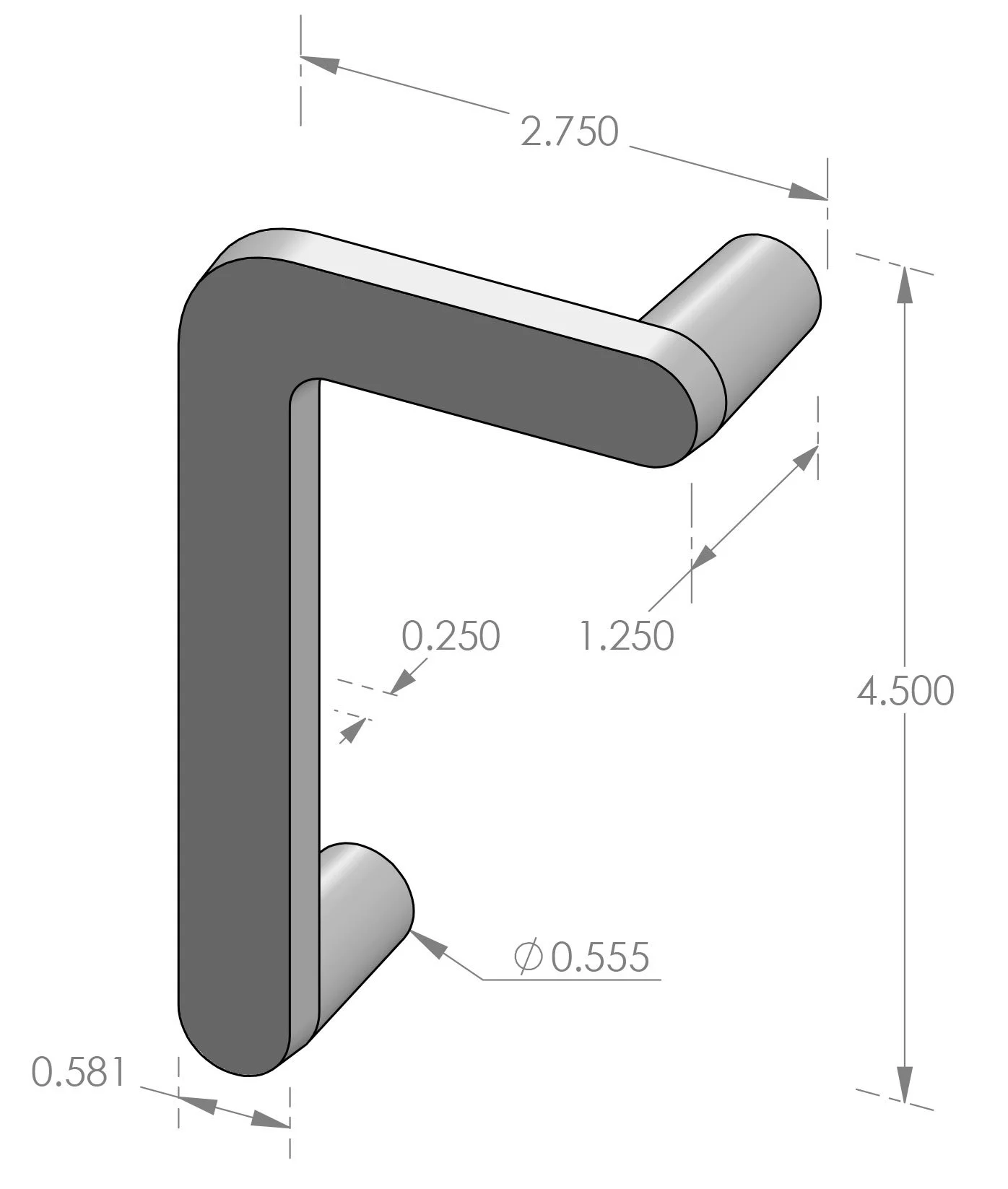 CK-998RH L-Shaped Cabinet Pull Specifications
