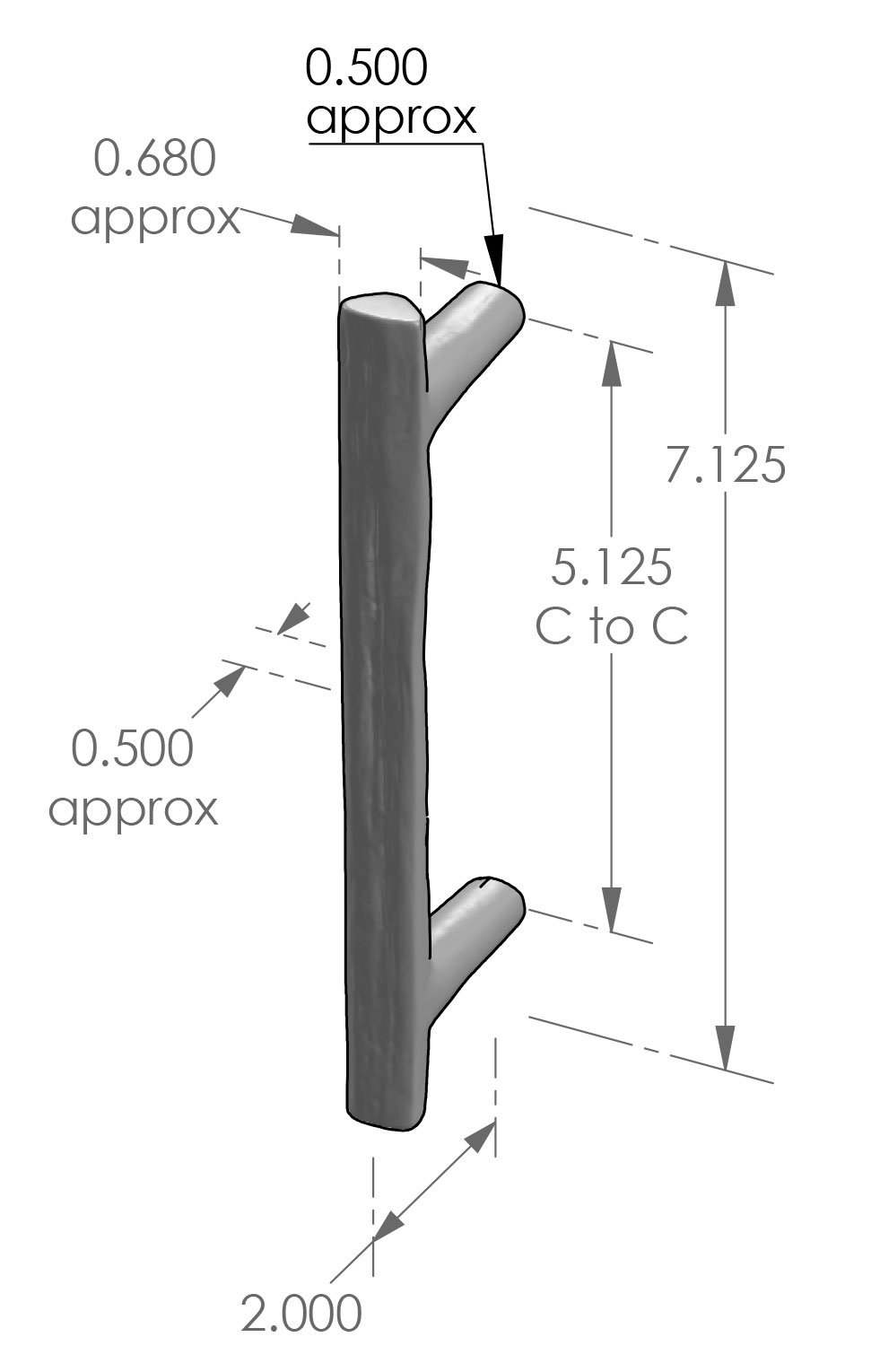 CK-725 Cactus Cabinet Pull Specifications
