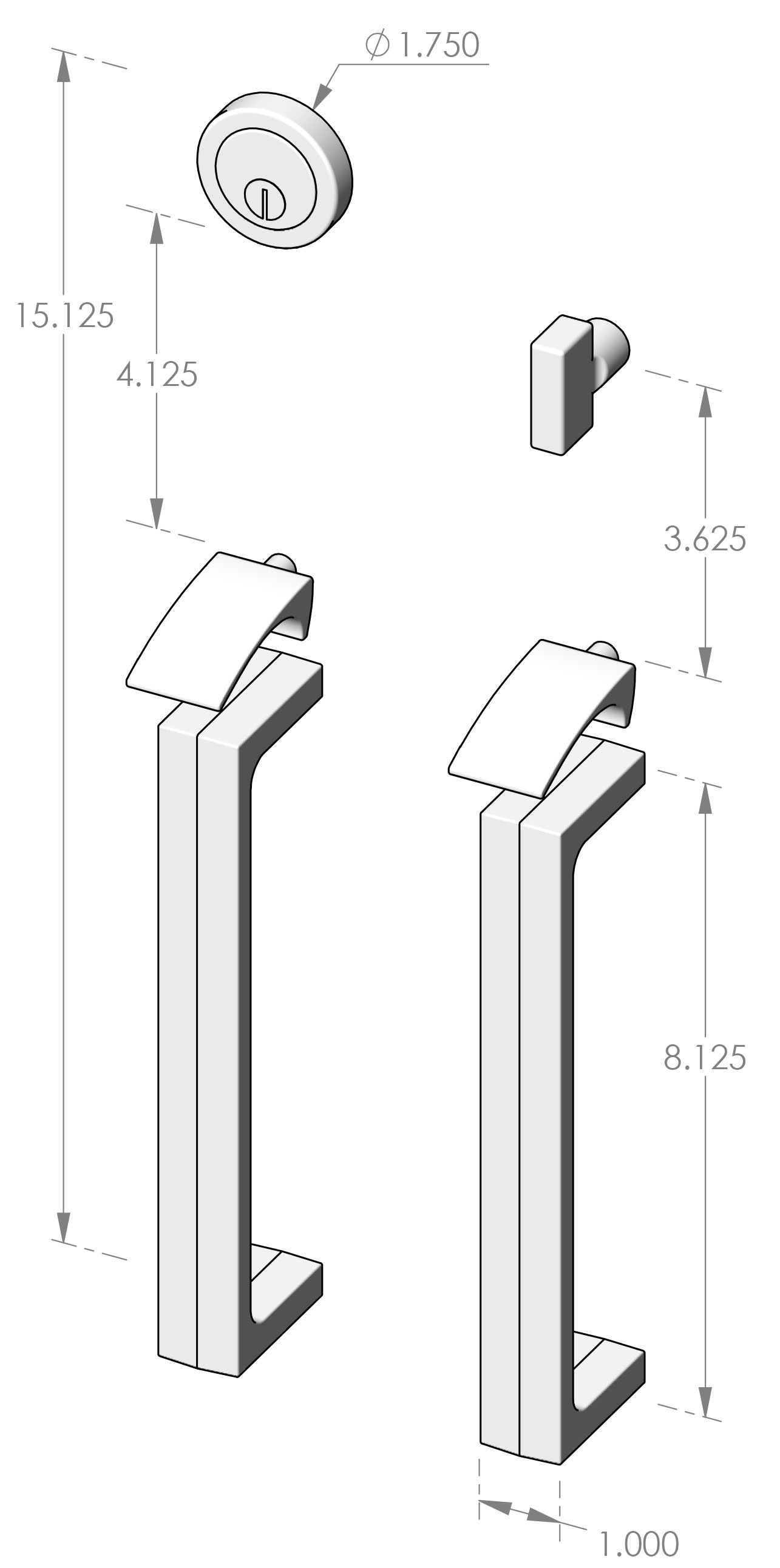 CS-2000HH Minimalist Handle x Handle Mortise Lock Door Entry Set Specifications