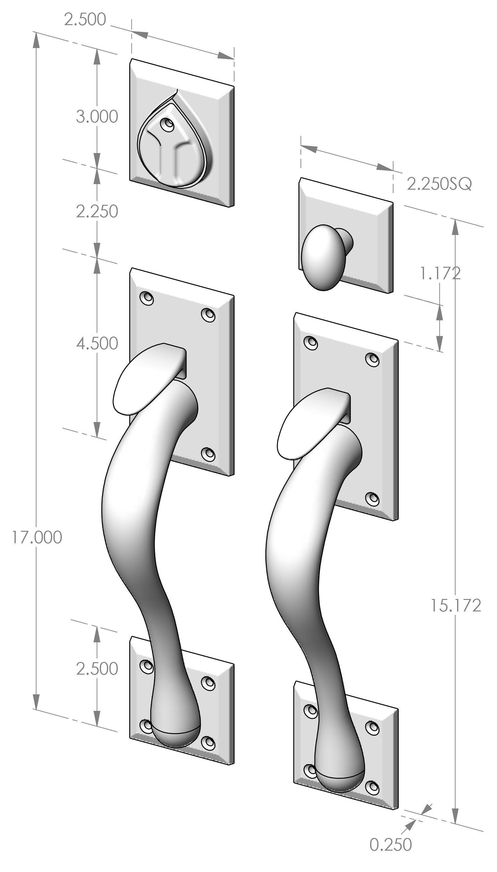 CS-704HH Handle x Handle Mortise Lock Door Entry Set Specifications