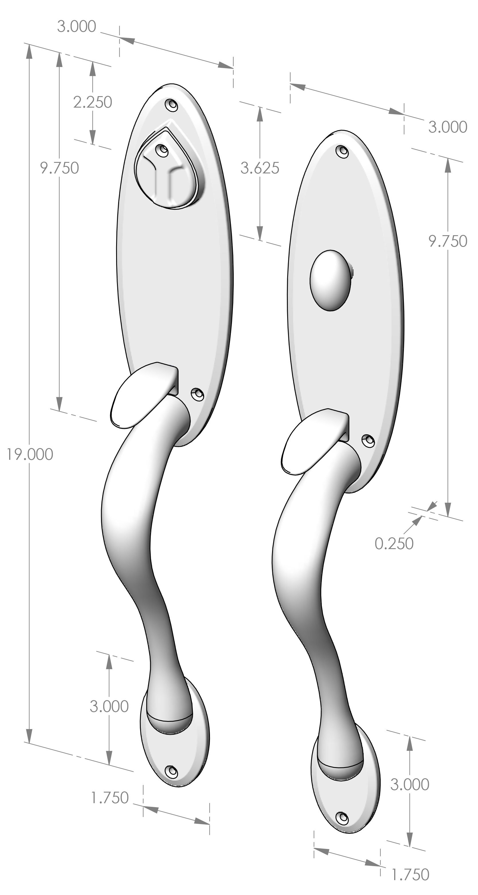 CS-OP705HH Handle x Handle Mortise Lock Door Entry Set Specifications