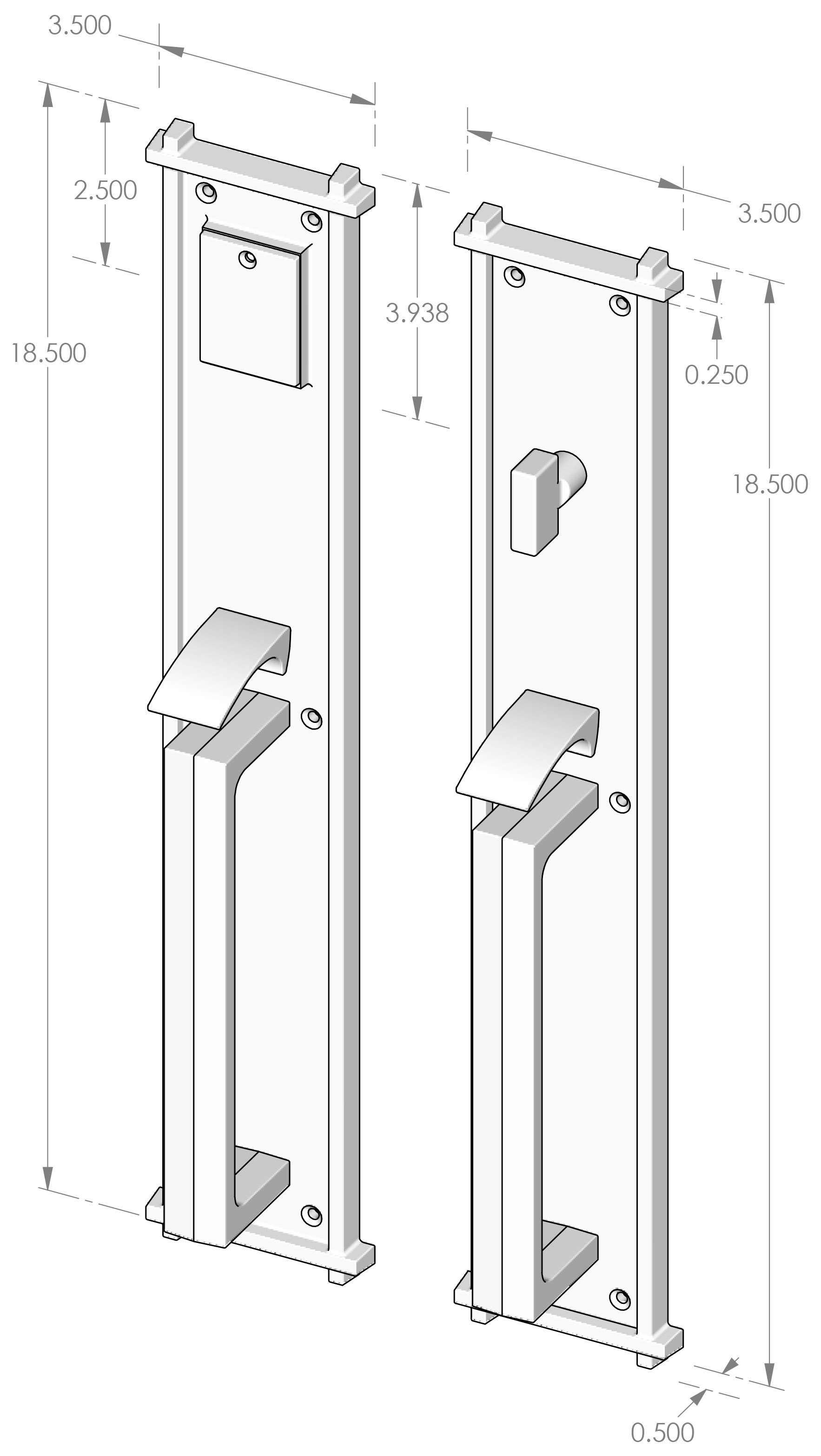CS-751HH Handle x Handle Mortise Lock Door Entry Set Specifications