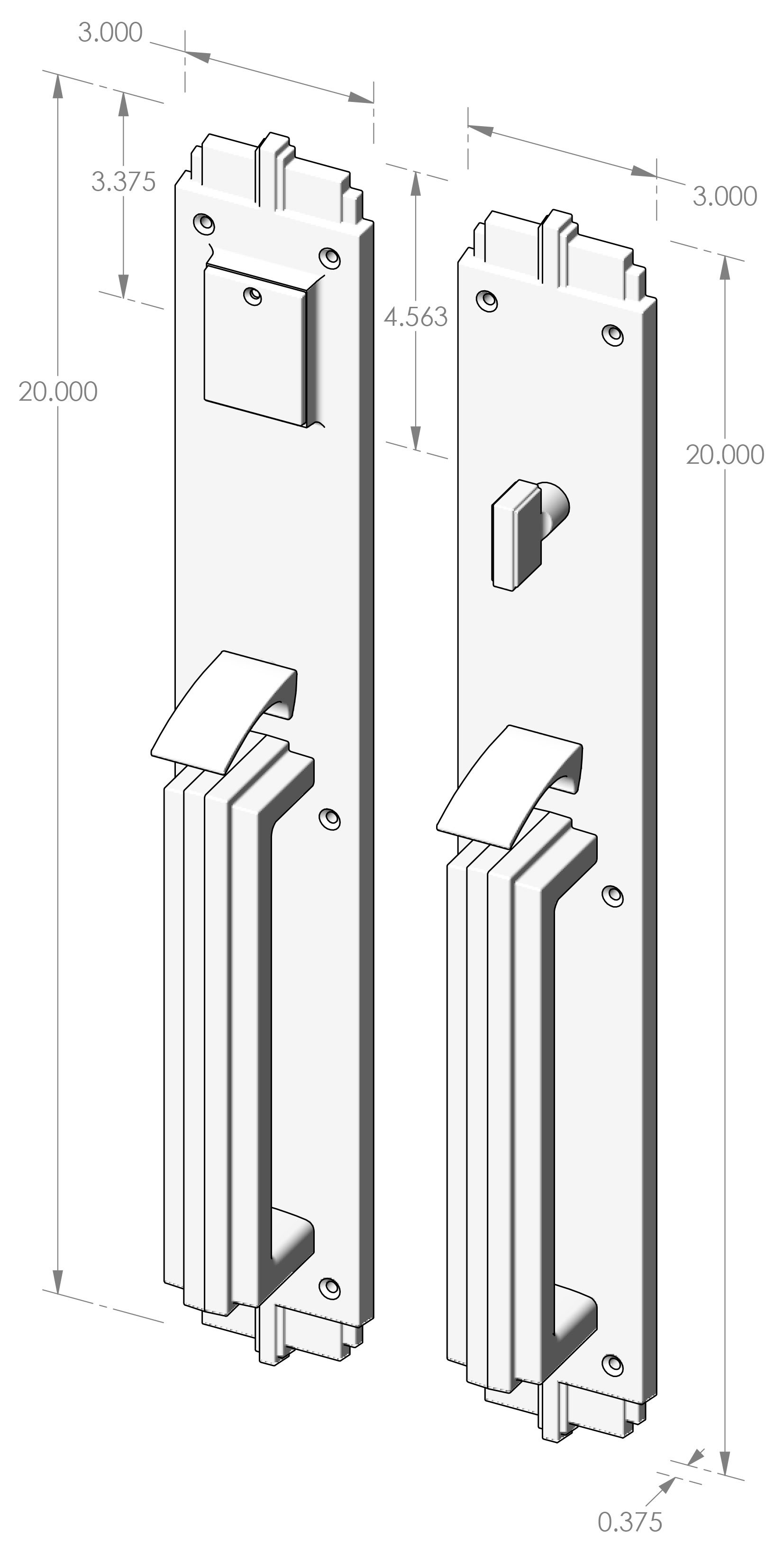 CS-761HH Handle x Handle Mortise Lock Door Entry Set Specifications