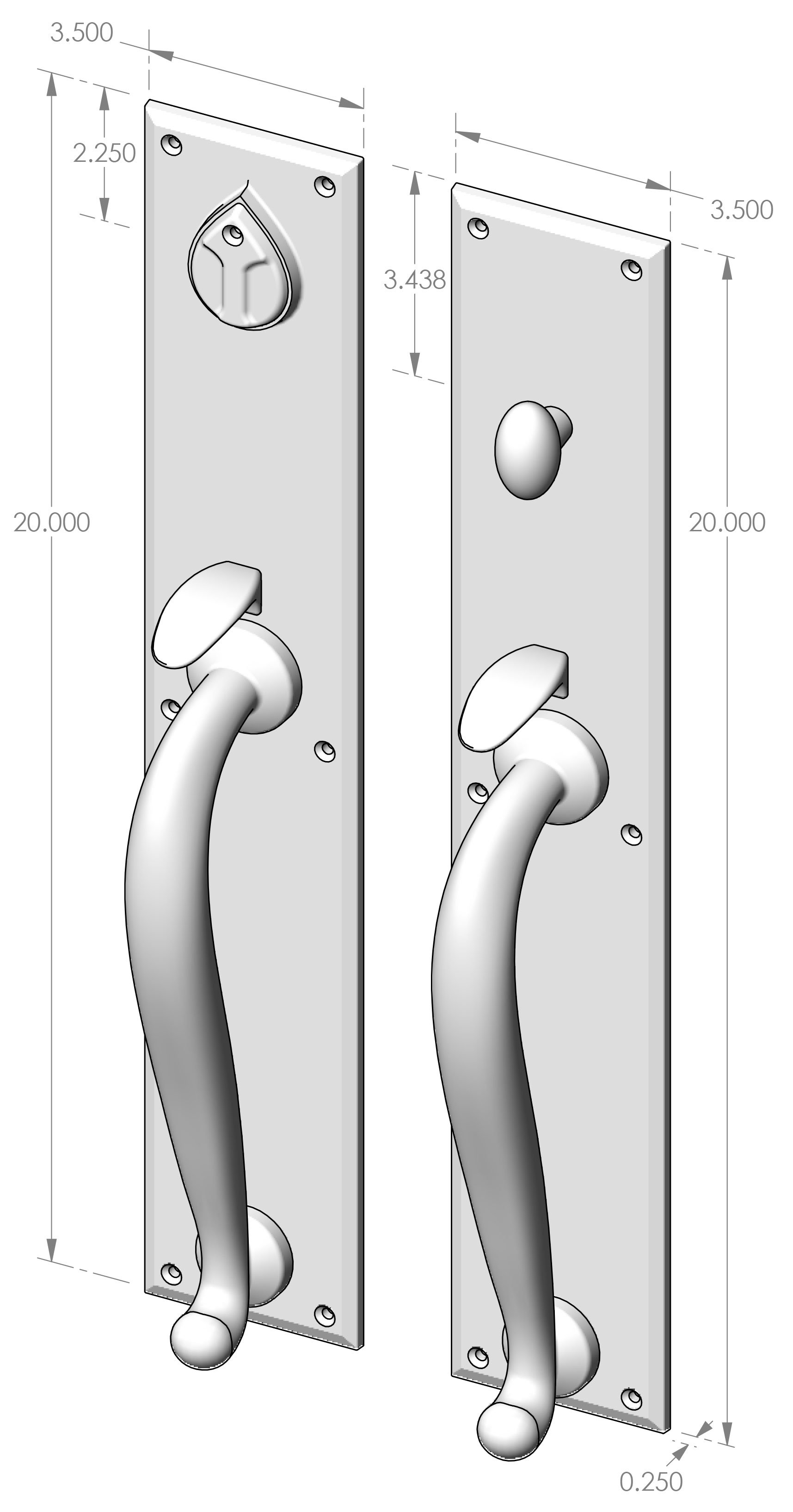 CS-802HH Handle x Handle Mortise Lock Door Entry Set Specifications