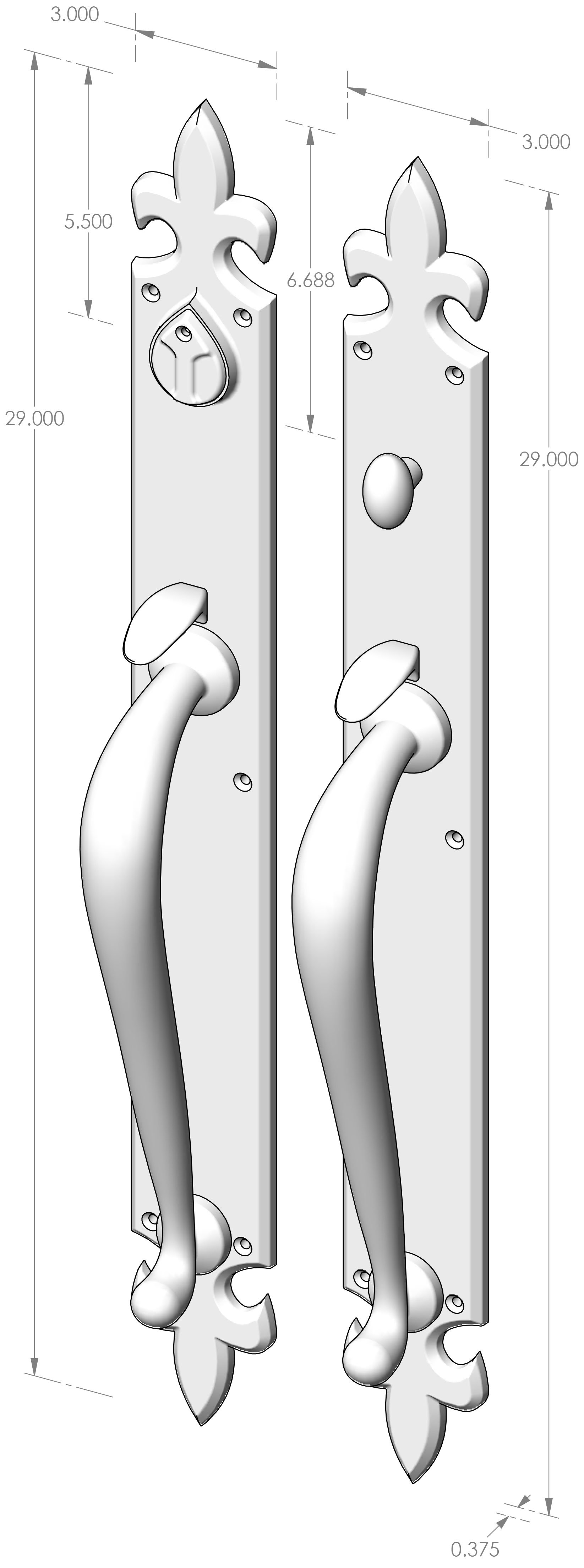 CS-1225HH Handle x Handle Mortise Lock Door Entry Set  Specifications