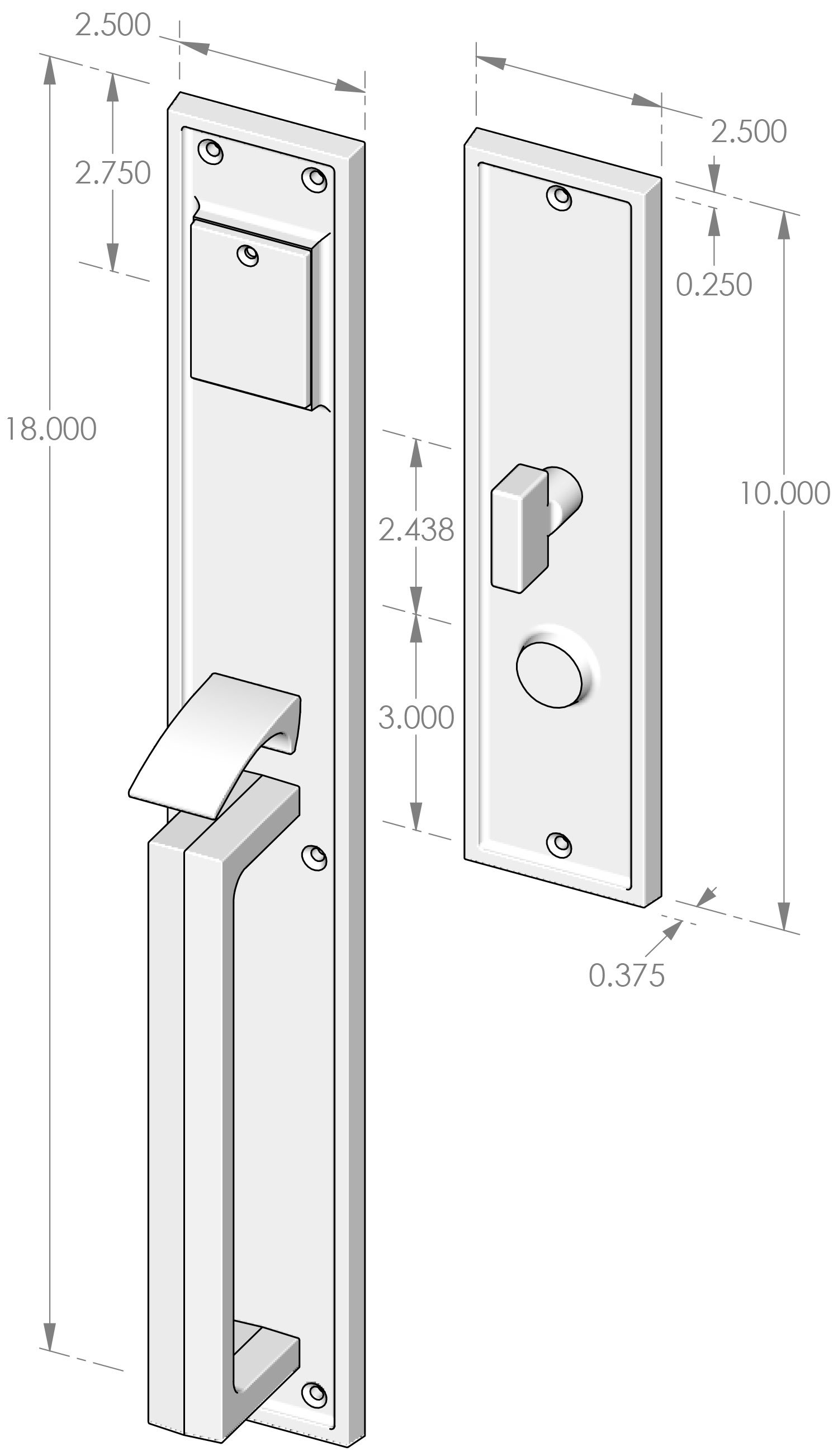 CS-1518 Handle x Lever Mortise Lock Door Entry Set Specifications
