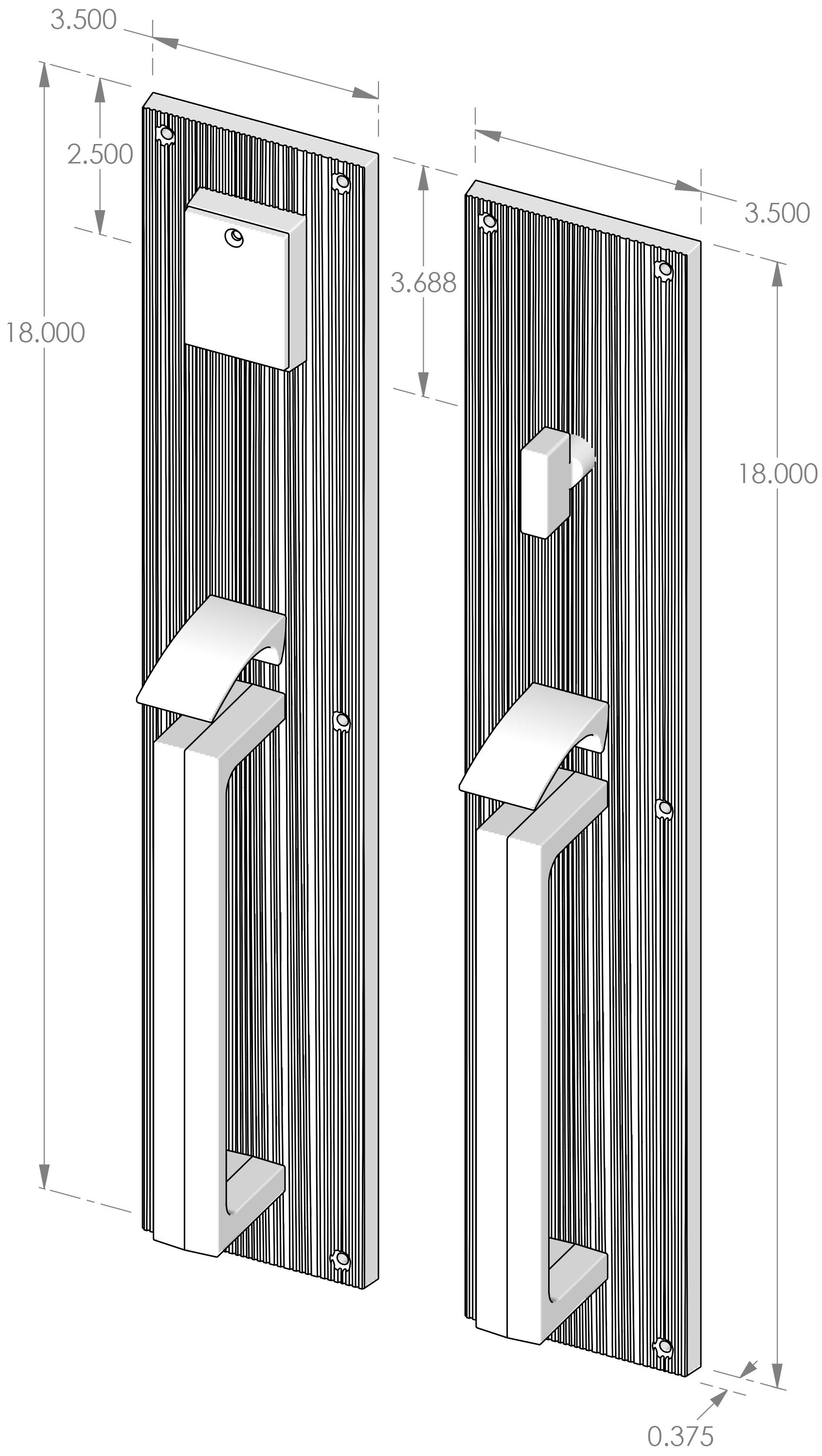 CS-1918HH Handle x Handle Mortise Lock Door Entry Set Specifications