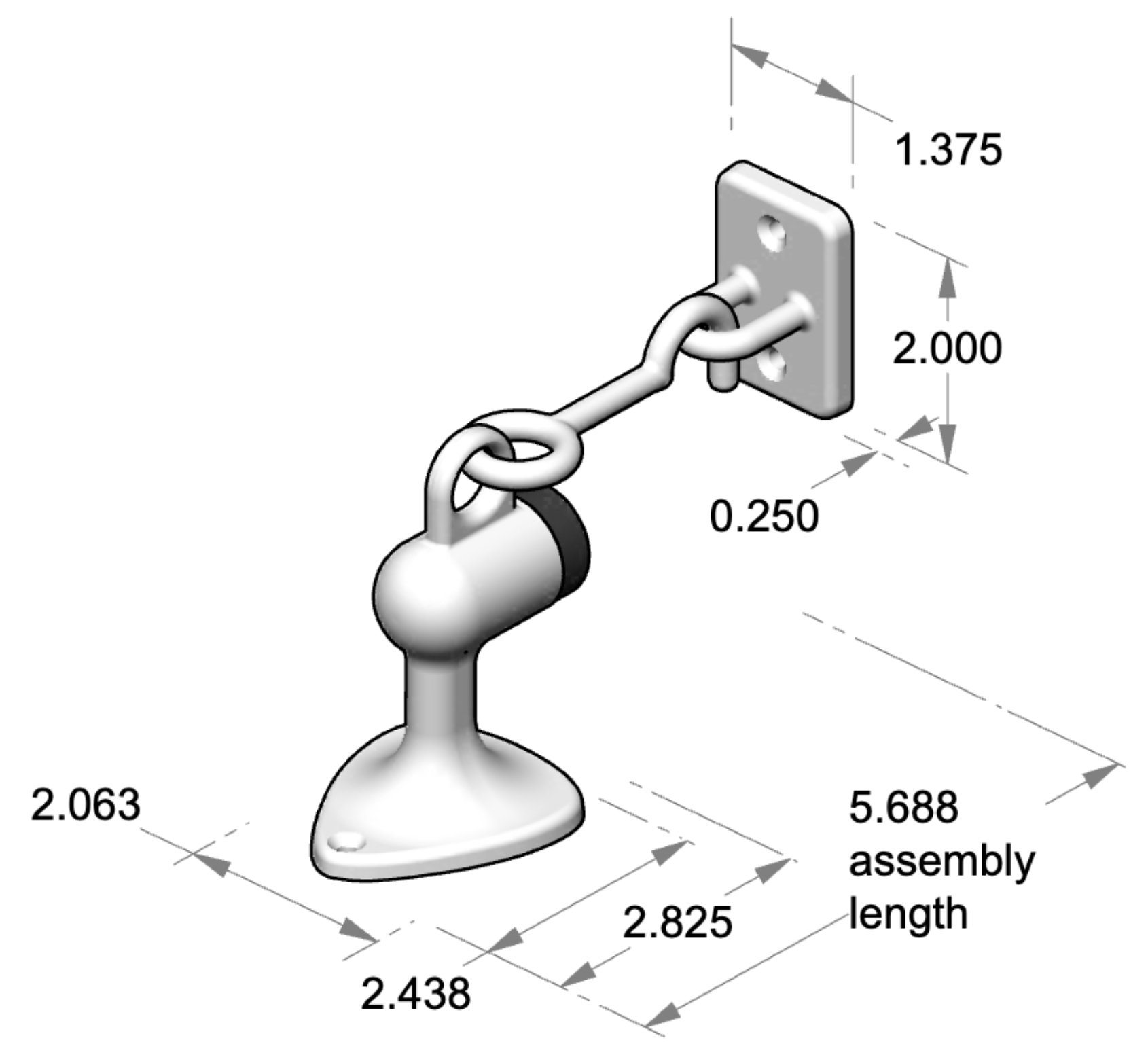 DS-2HE Floor Mount Door Stop with Hook and Eye Specifications