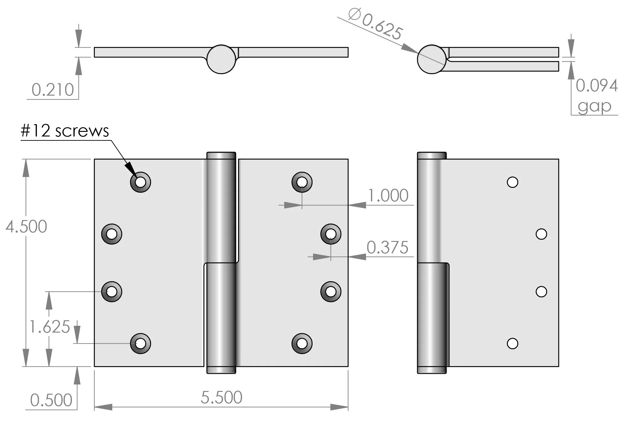 BH-4555 Wide Throw Door Hinge Specifications