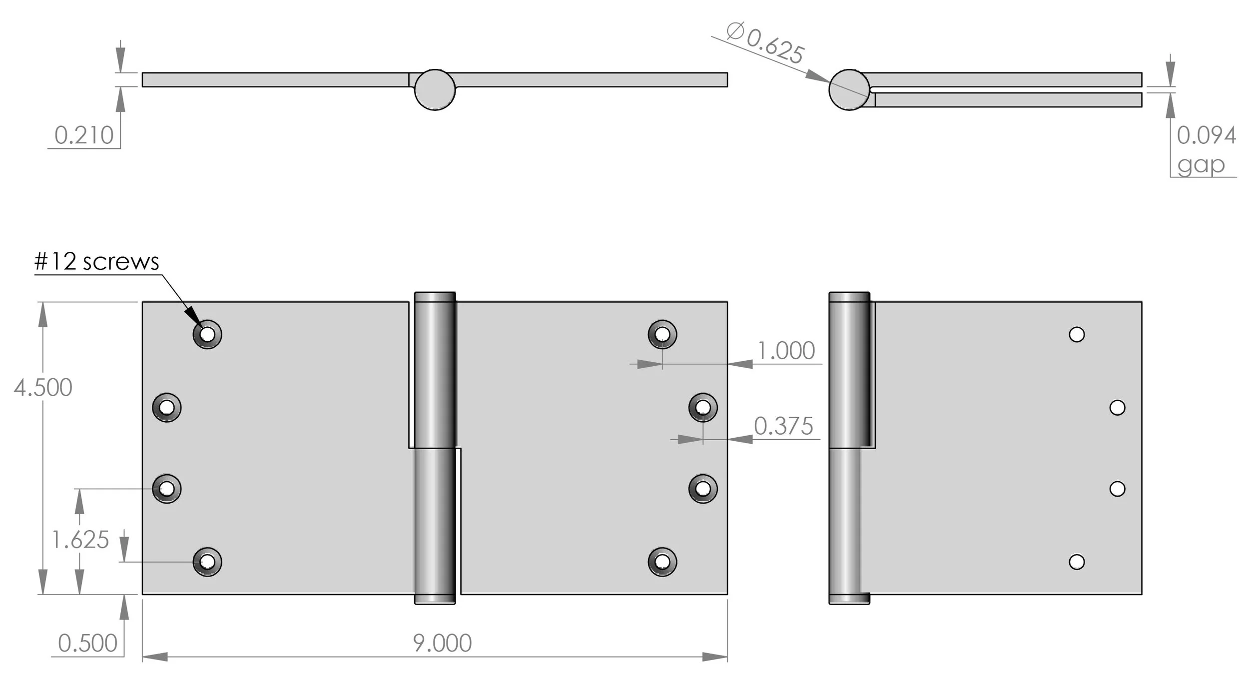 BH-4590 Wide Throw Door Hinge Specifications