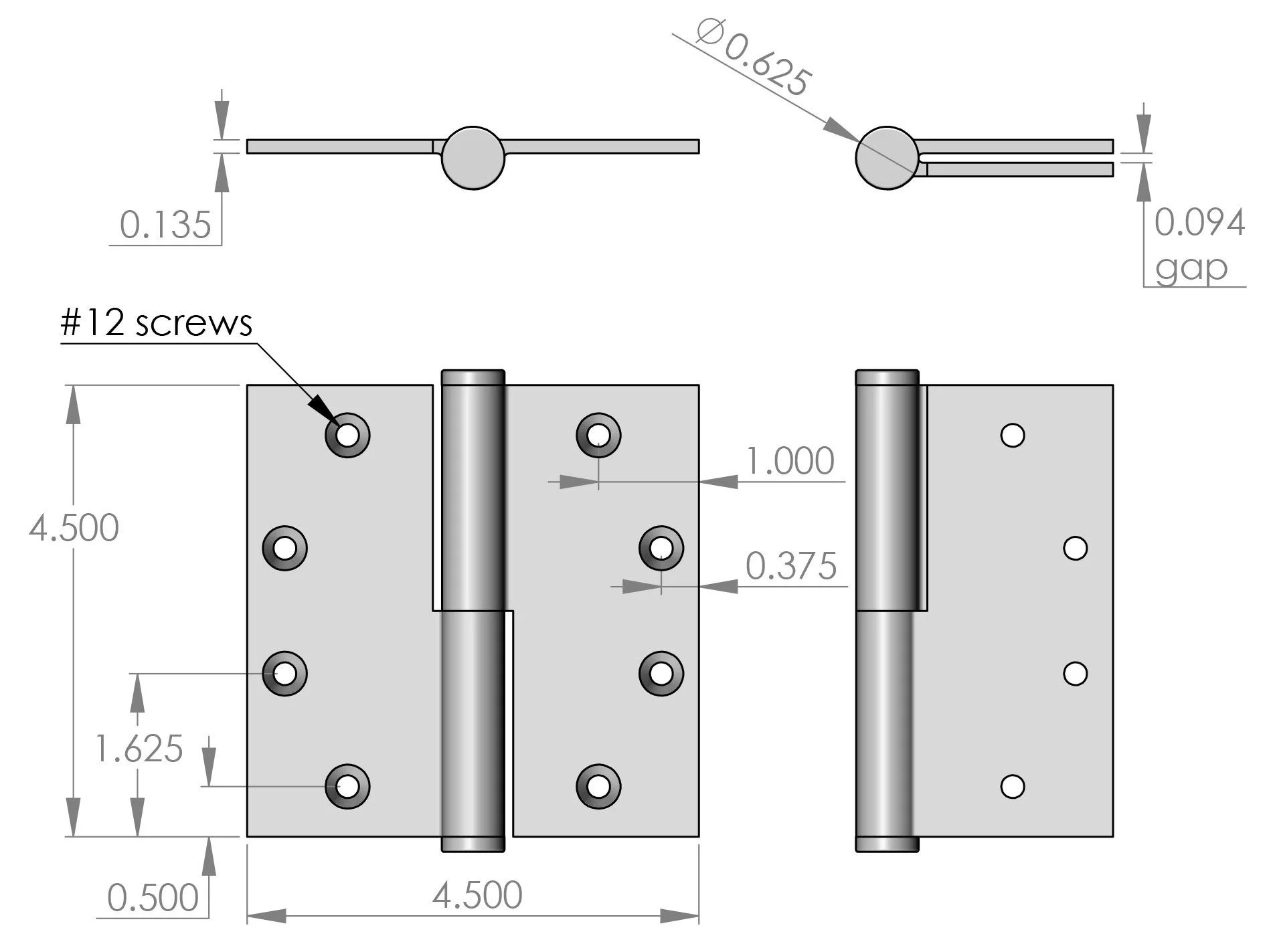 BHT-4545-2K Door Hinge Specifications