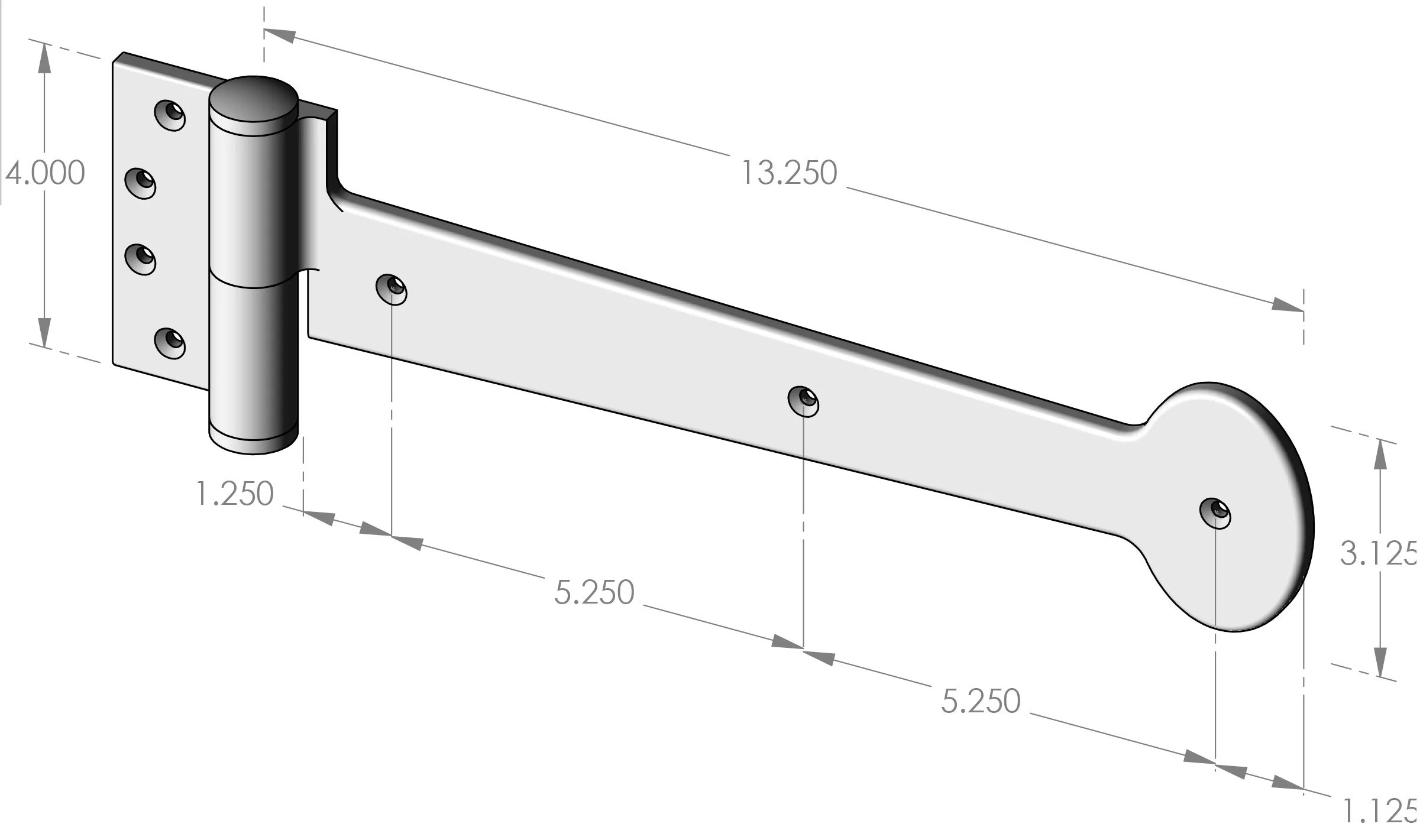 SH-S-B13ACT Surface Mount Active Strap Hinge Specifications