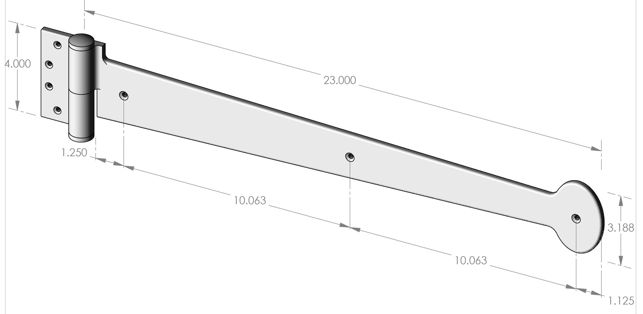 SH-S-B23ACT Surface Mount Active Strap Hinge Specifications