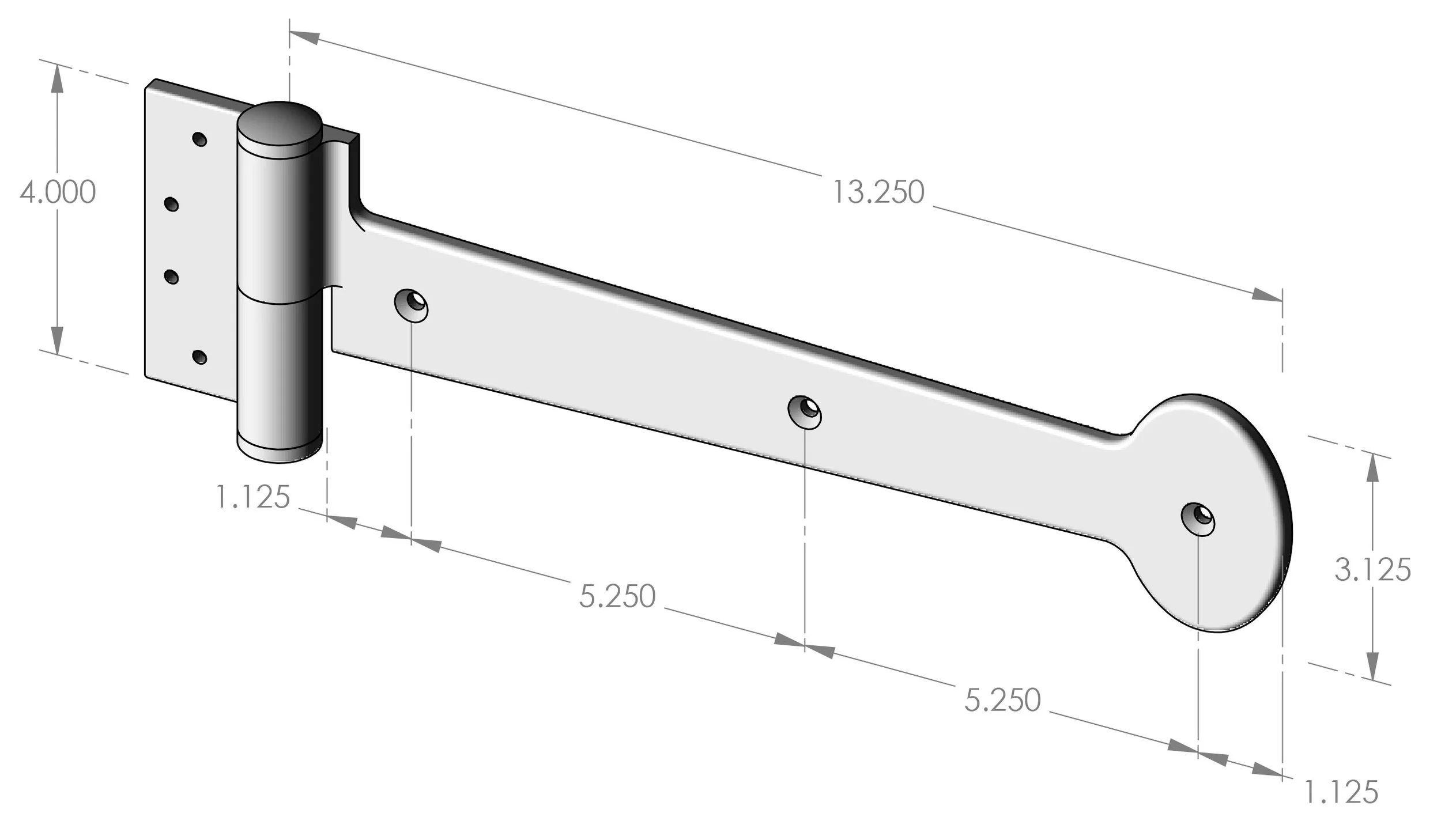 SH-M-B13ACT Mortise Mount Active Strap Hinge Specifications