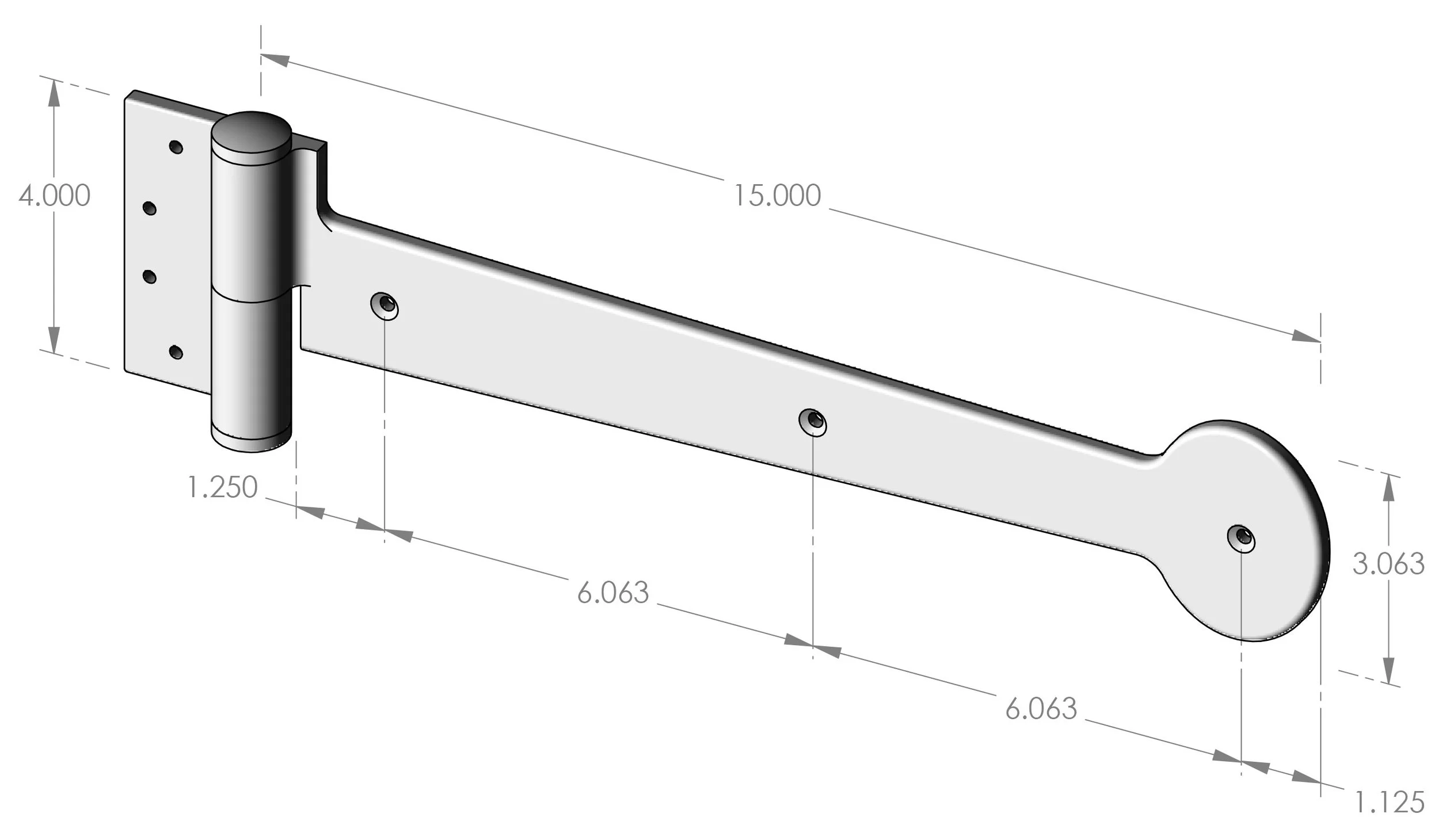 SH-M-B15ACT Mortise Mount Active Strap Hinge Specifications