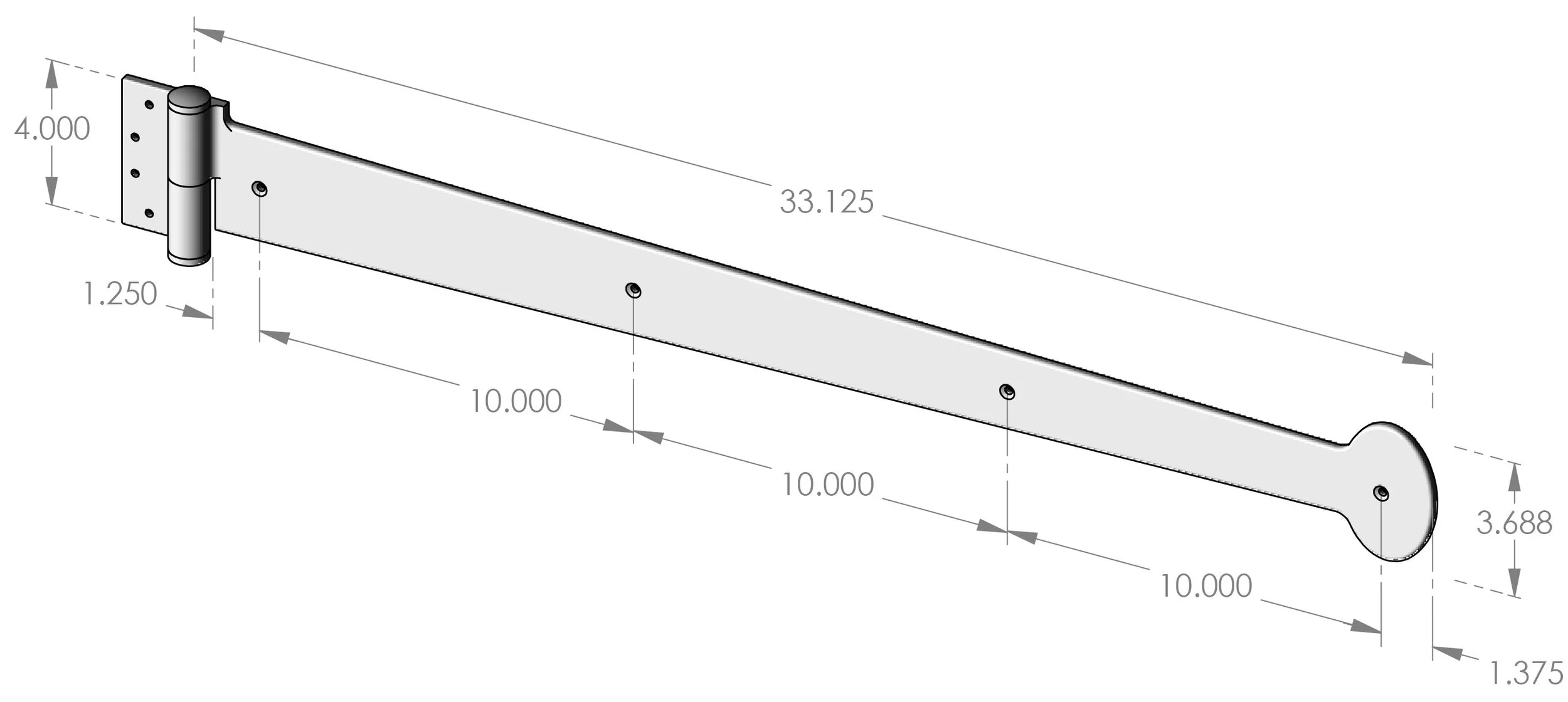 SH-M-B33ACT Mortise Mount Active Strap Hinge Specifications