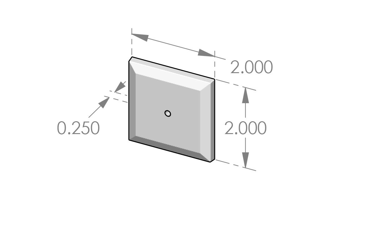 CKE-200 Bevel Edge Square Cabinet Knob Escutcheon Specifications