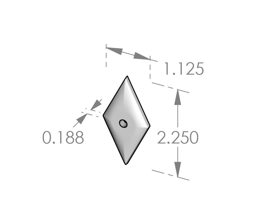 CKE-225DI-SOFT Diamond w/Soft Bevel Cabinet Knob Escutcheon Specifications