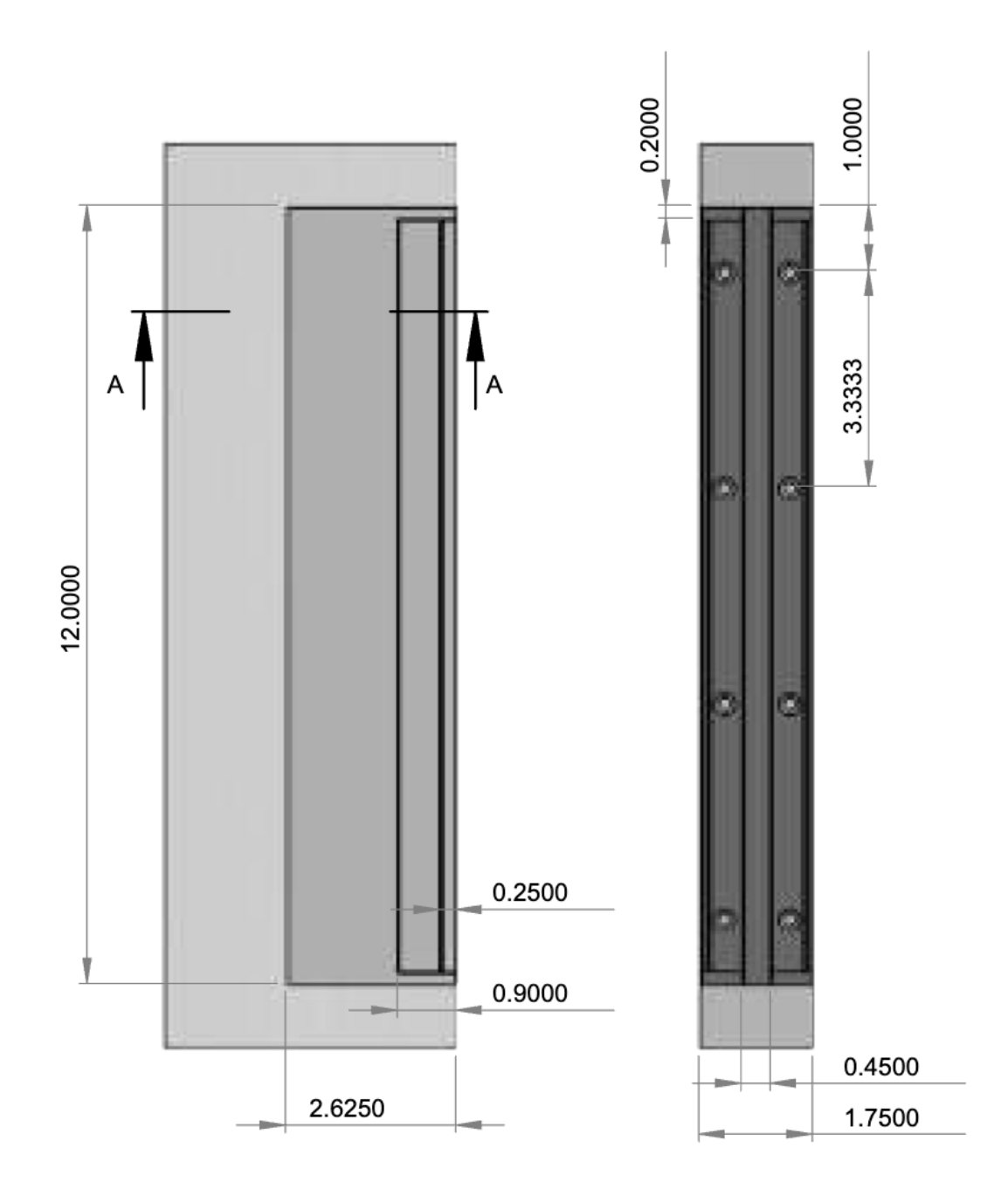 FEP-212-DBL-T 1.75 Edge Flush Pull Double with T-Pull Specifications