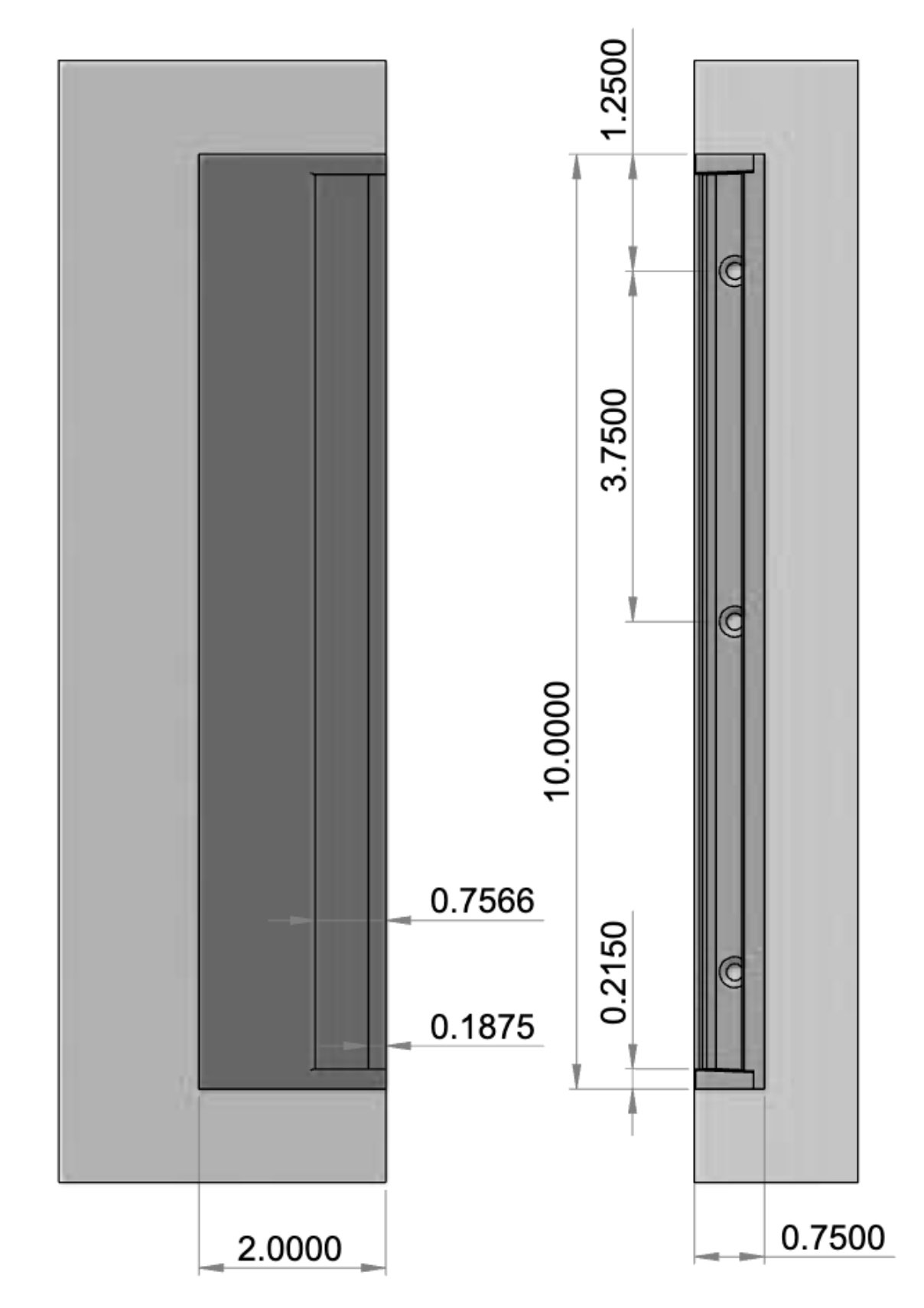FEP-210BM Blind Mount Flush Edge Pull Specifications