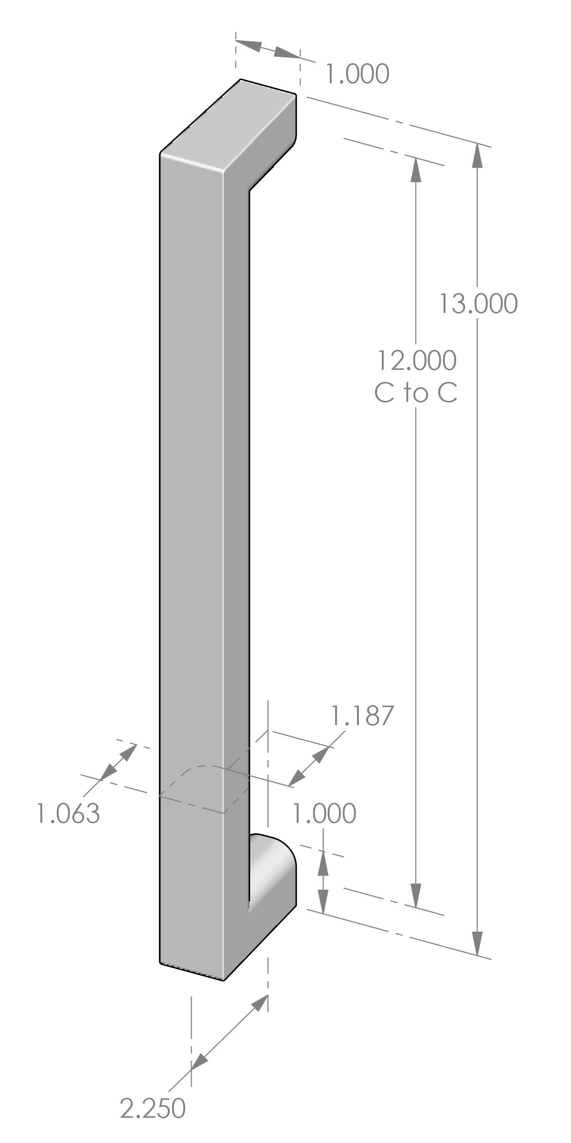 AP-310-12 Contemporary Ergonomic Appliance Pull Specifications