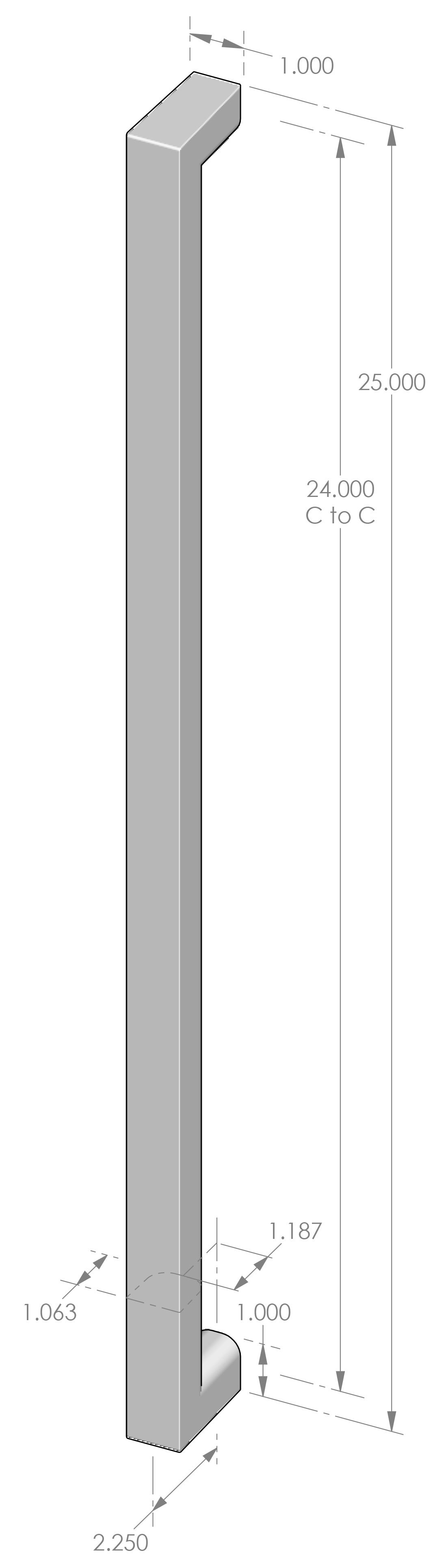 AP-310-24 Contemporary Ergonomic Appliance Pull Specifications