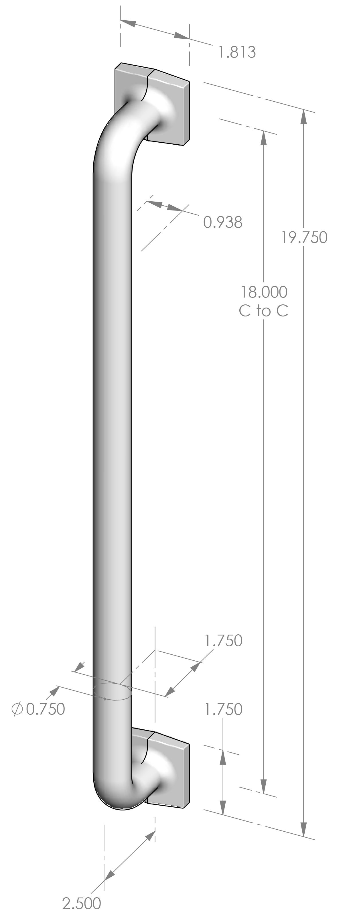 AP-550SQ-18 Square Foot Appliance Pull Specifications