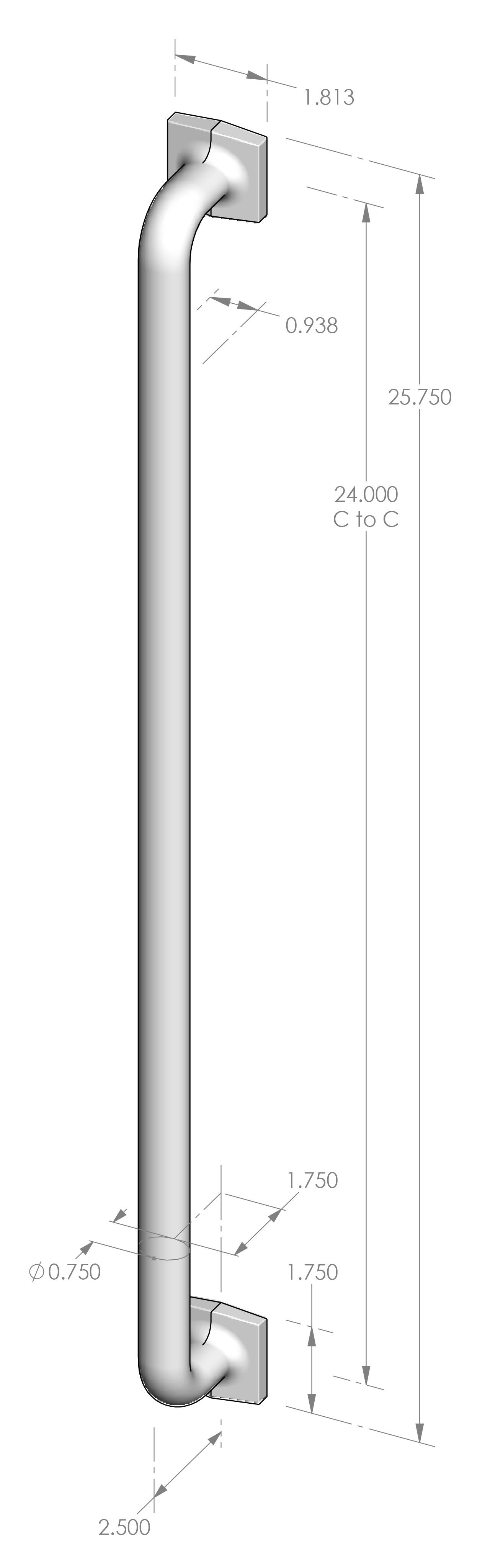 AP-550SQ-24 Square Foot Appliance Pull Specifications