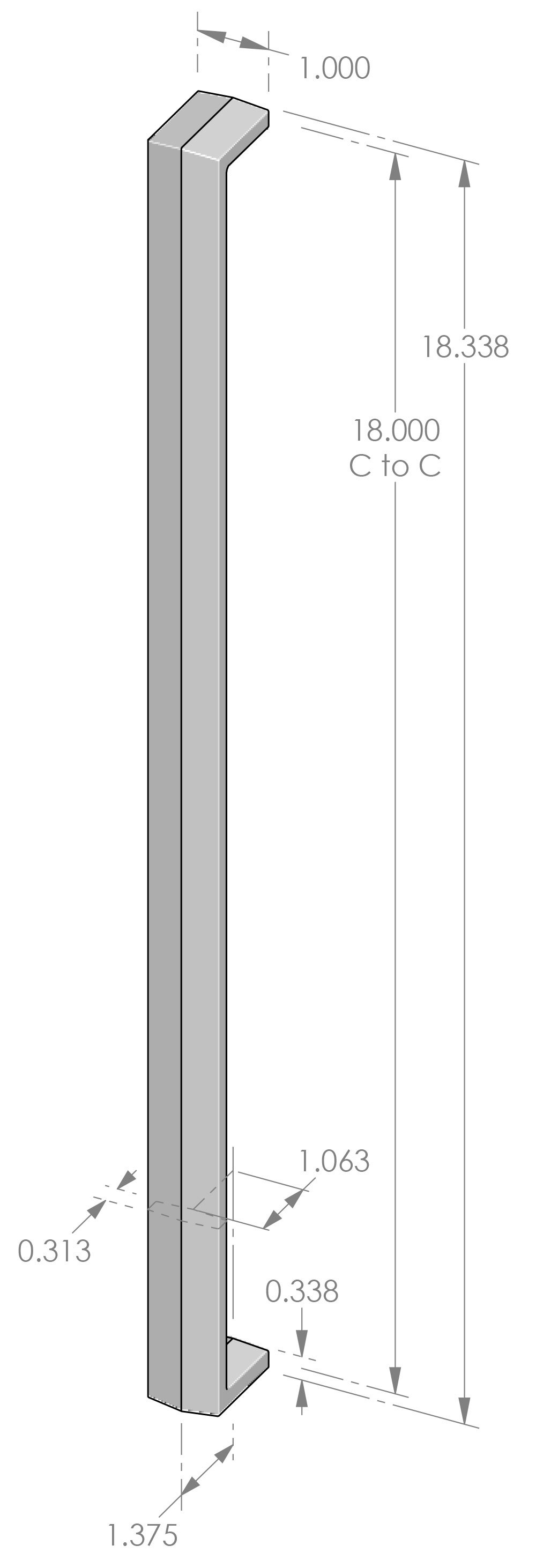 AP-958-18 Contemporary Appliance Pull Specifications