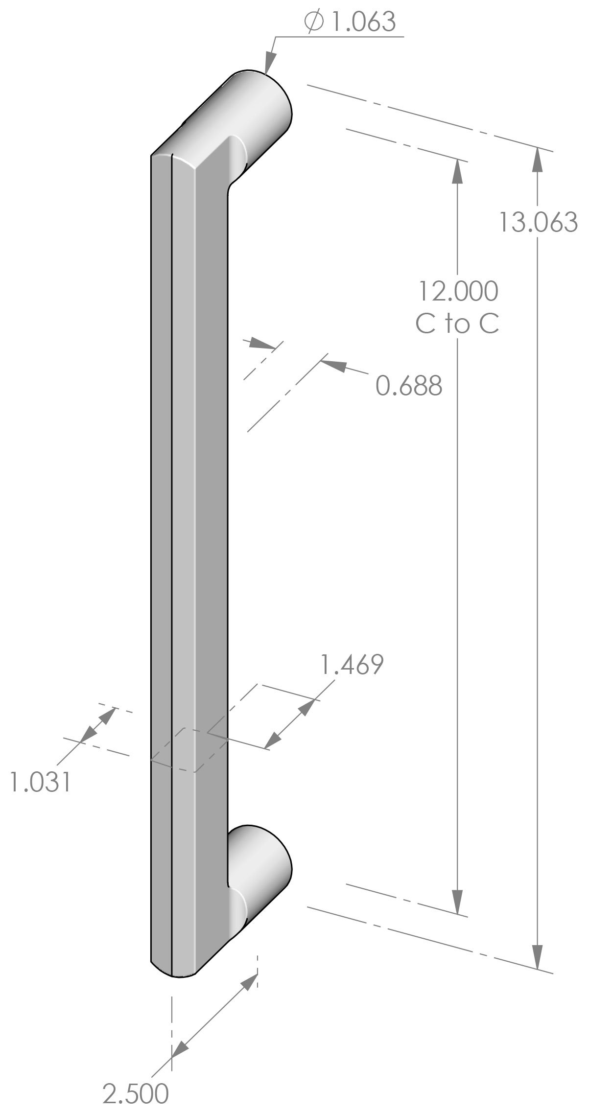 AP-9100-12 Contemporary Appliance Pull Specifications