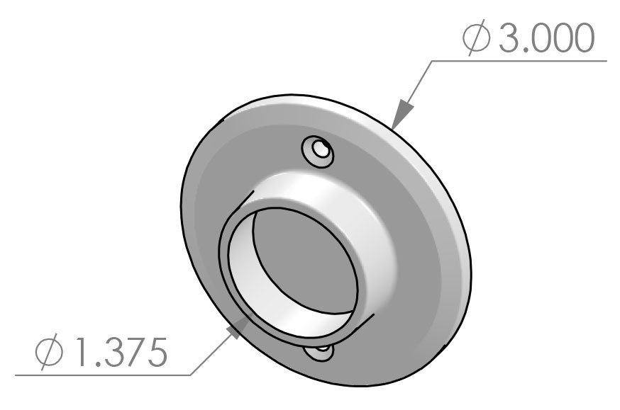 CLST-3WM Closet Rod Wall Mount Rod End Specifications