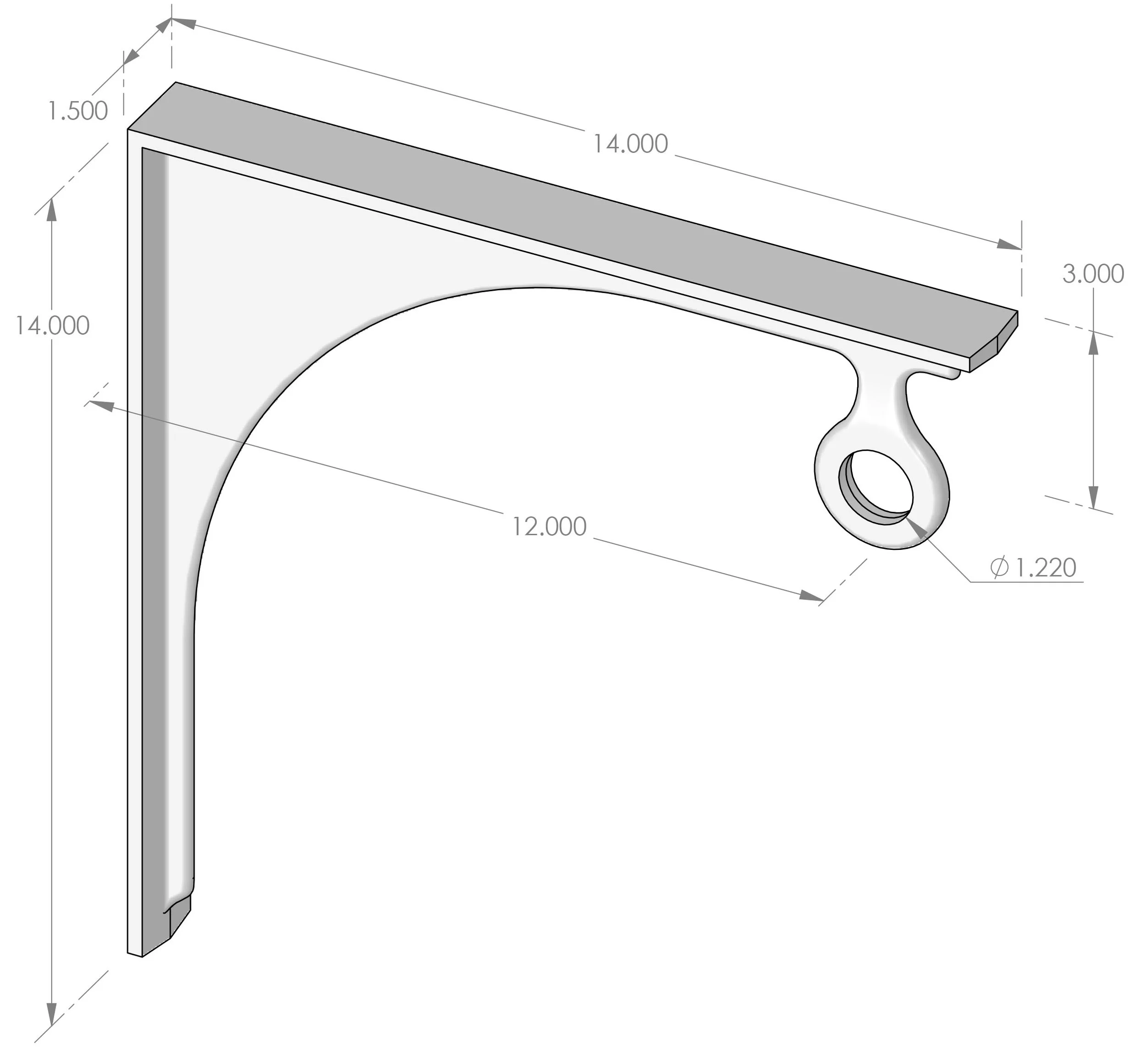 CLST-15BK Closet Bracket Specifications