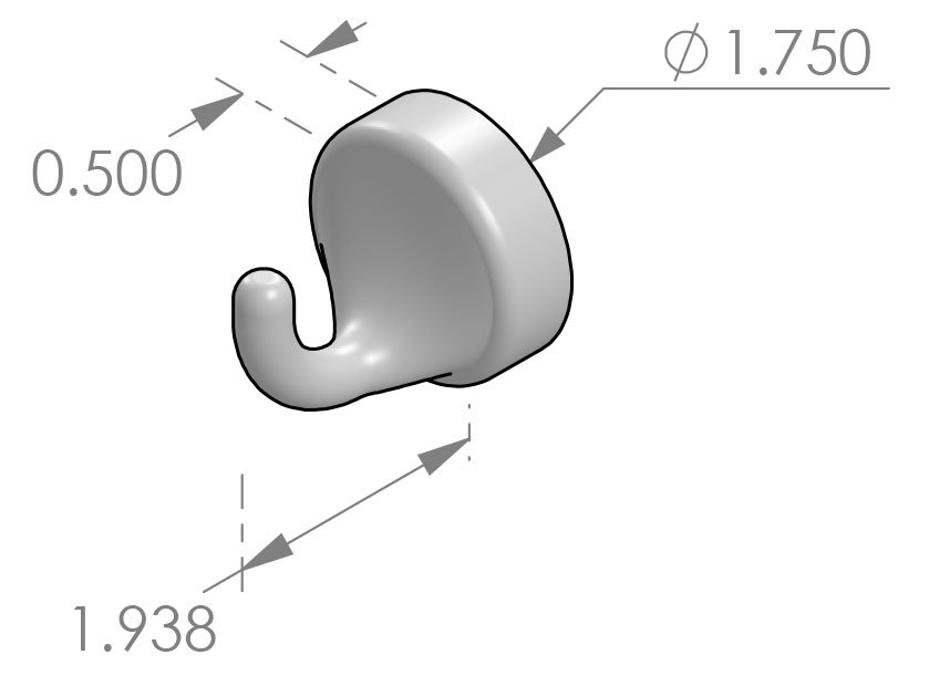 CLST-F2 Closet Rod Finial with Hook Specifications