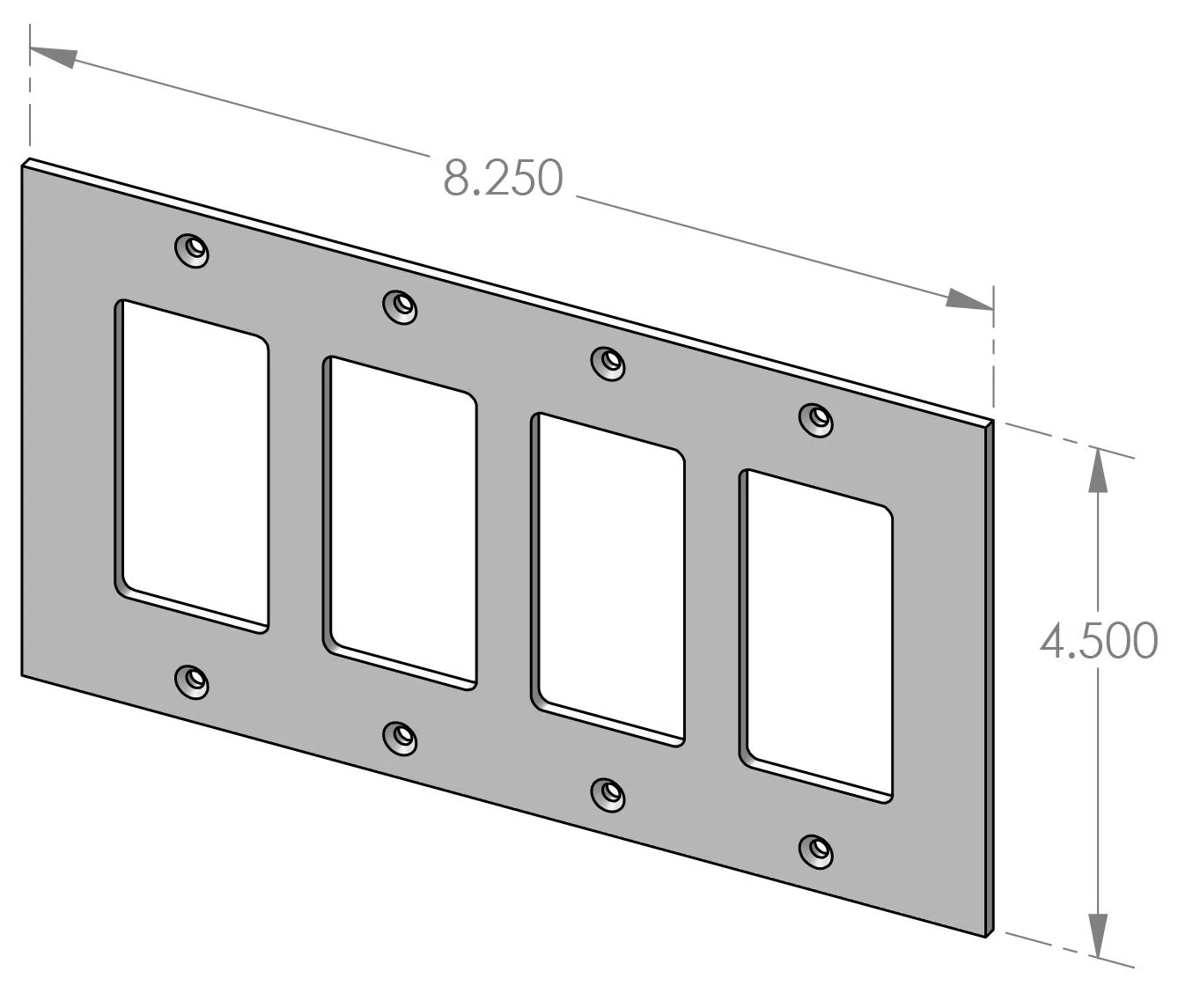 EC-9304 4-Gang Decora Cover Specifications