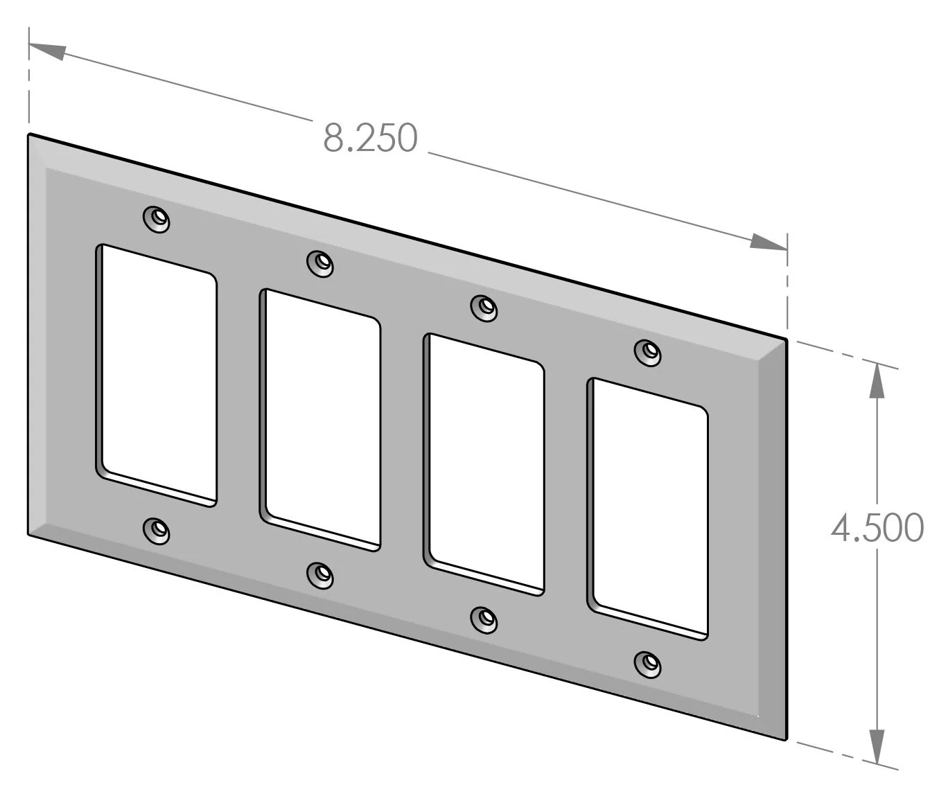 EC-304 4-Gang Decora Cover Specifications