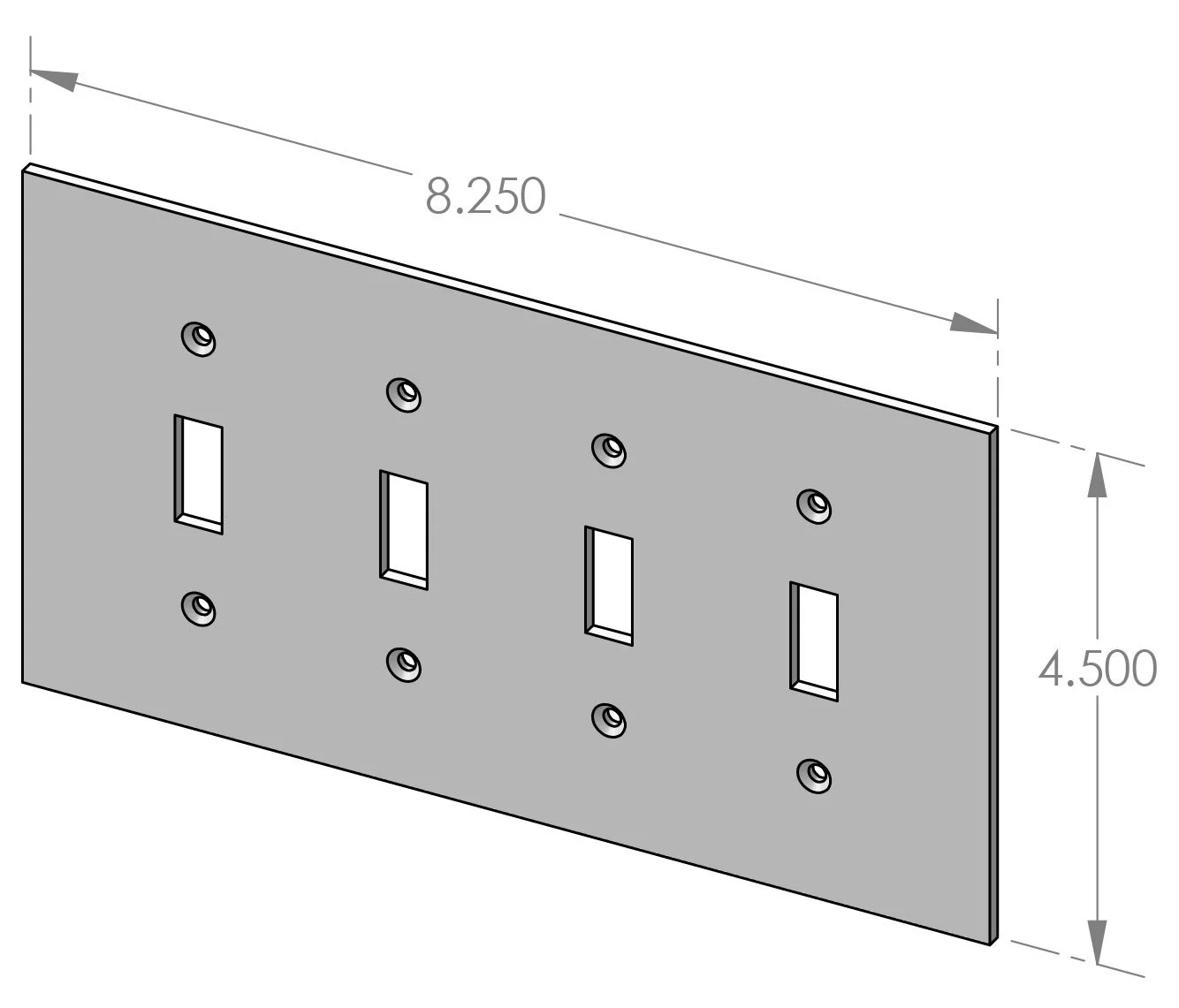 EC-9104 4-Gang Switchplate Cover Specifications