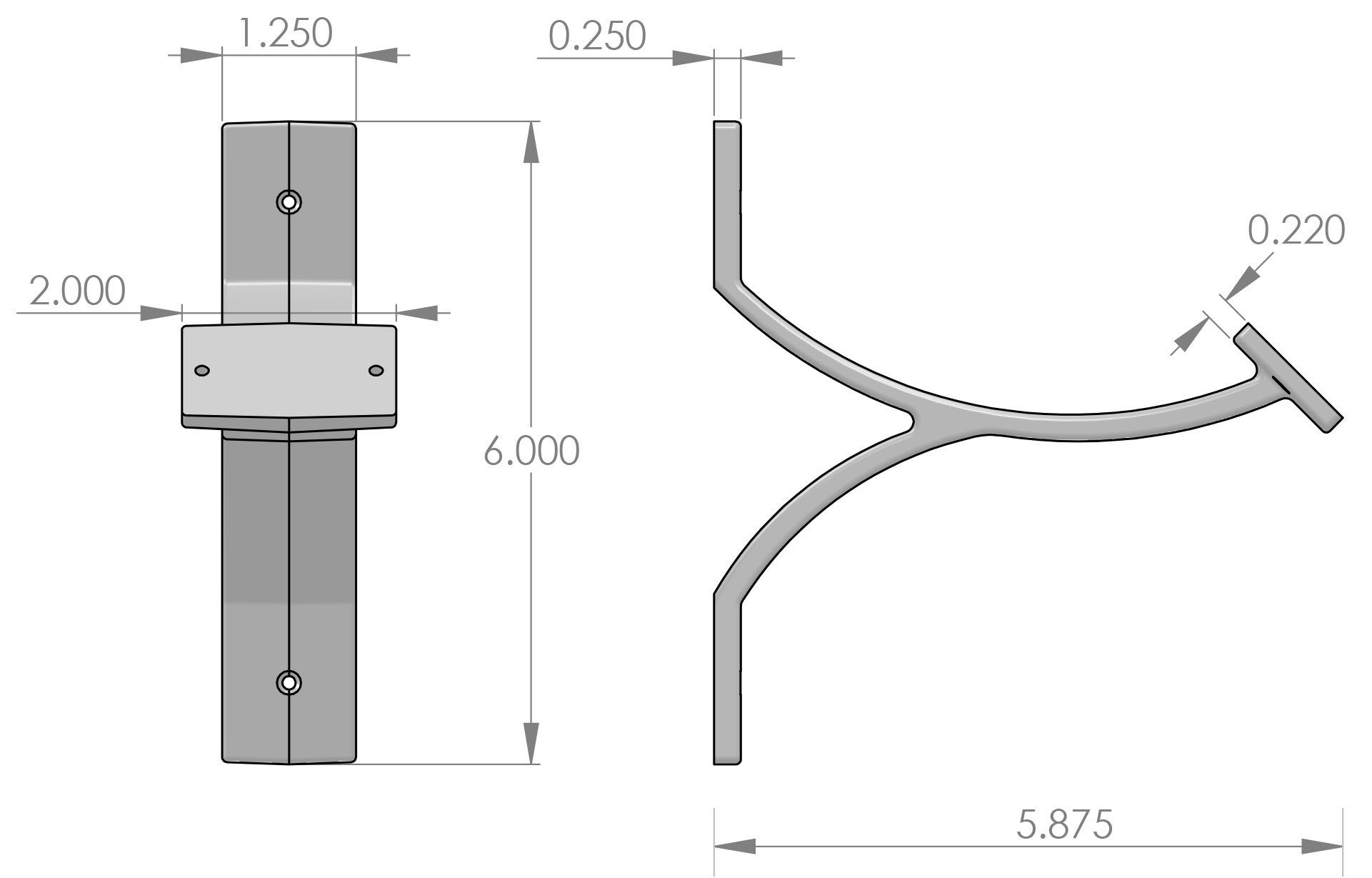 FTRL-606 Foot Rail Bracket Specifications