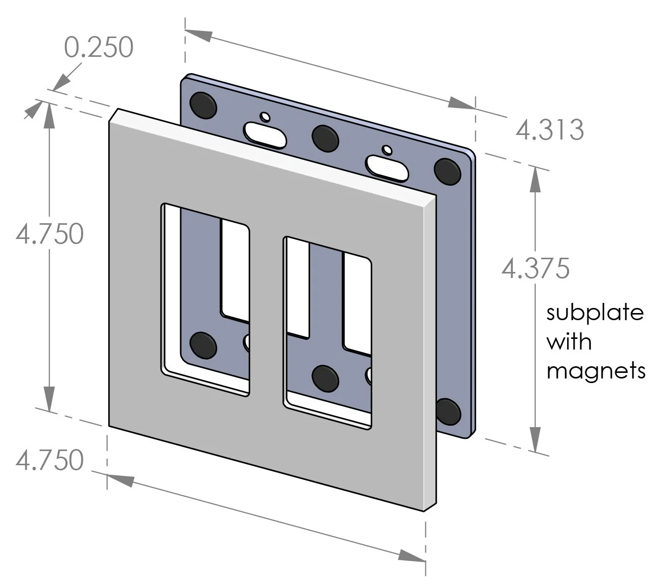 EC-9302M Magnetic 2-Gang Decora Cover Specifications