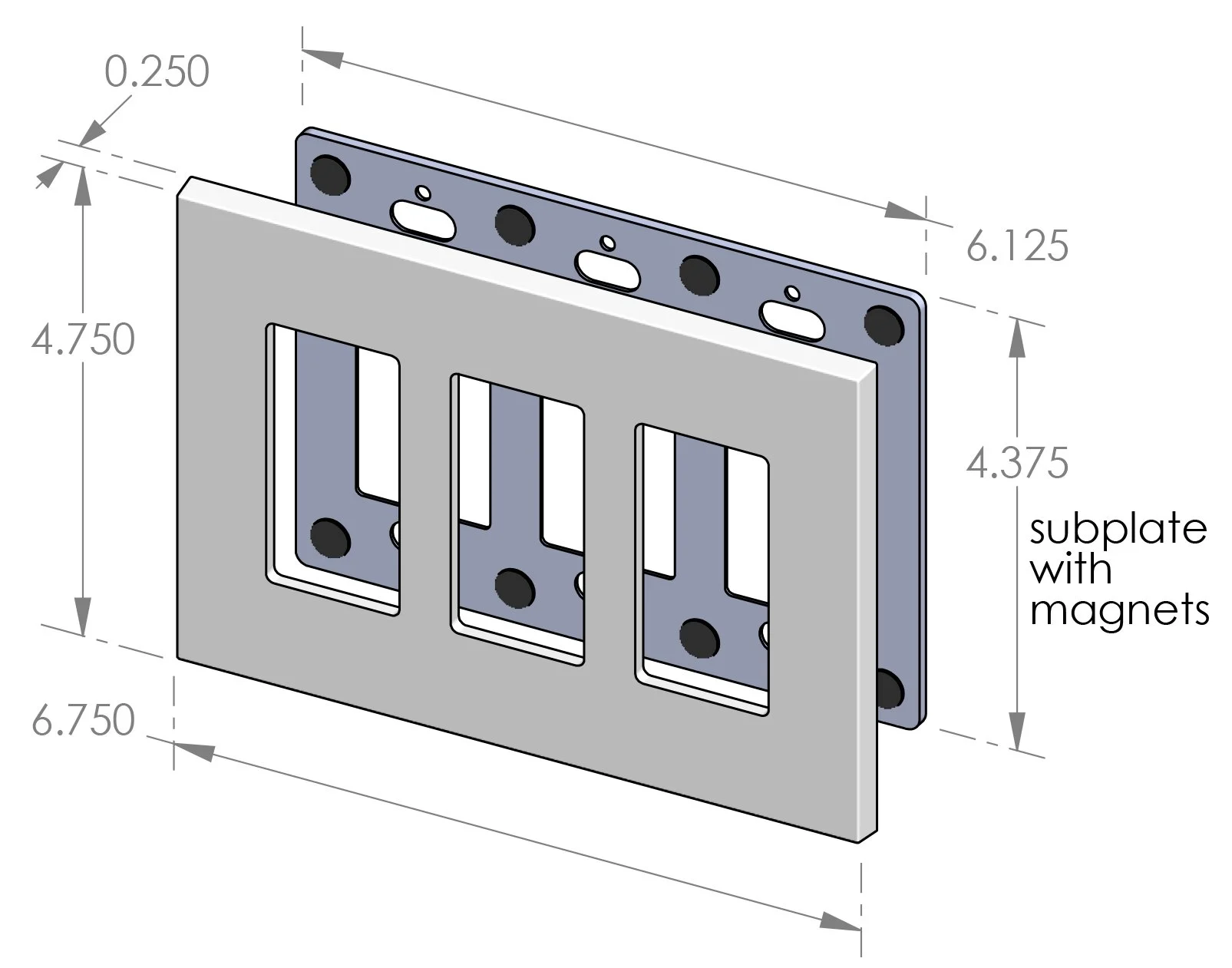 EC-9303M Magnetic 3-Gang Decora Cover Specifications