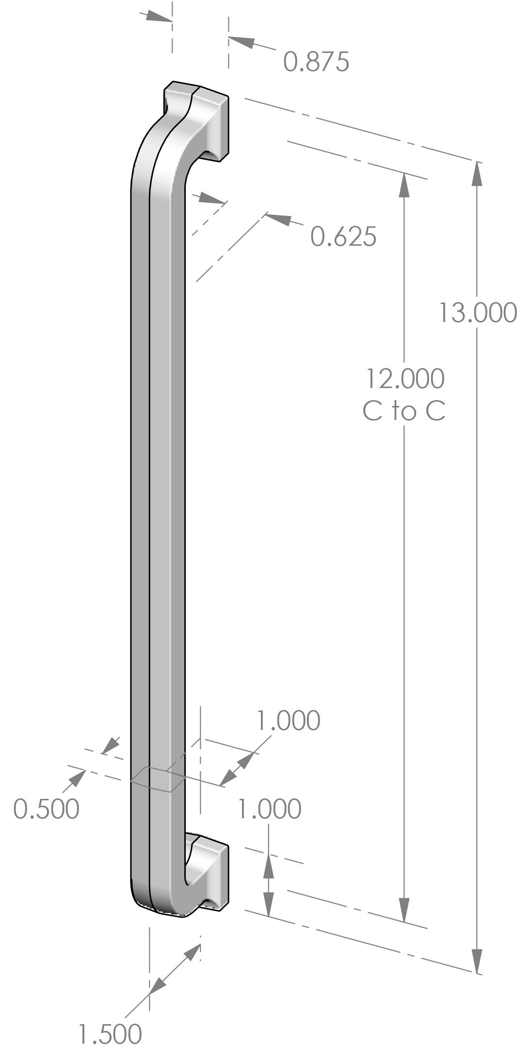 AP-549-12 Square Handle Appliance Pull Specifications