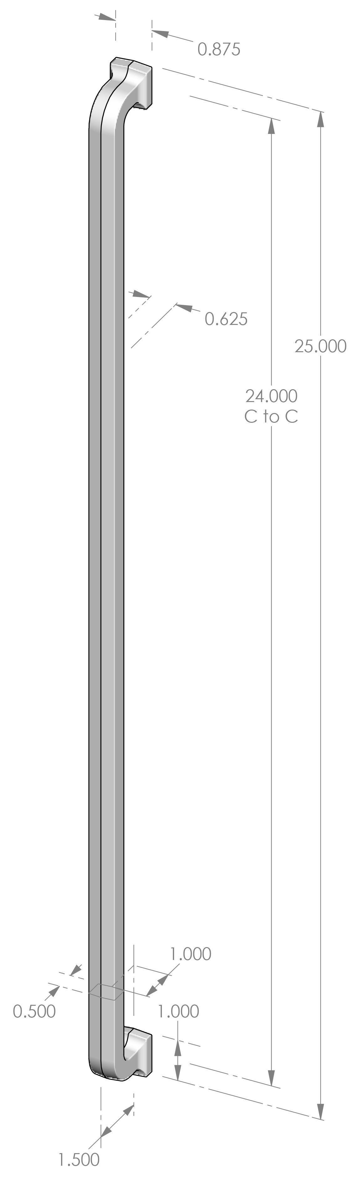 AP-549-24 Square Handle Appliance Pull Specifications