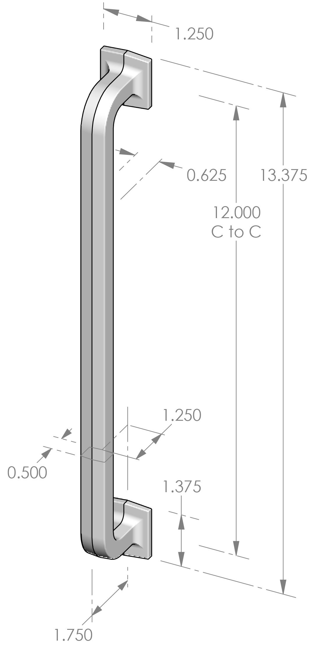 AP-534-12 Square Handle Appliance Pull Specifications