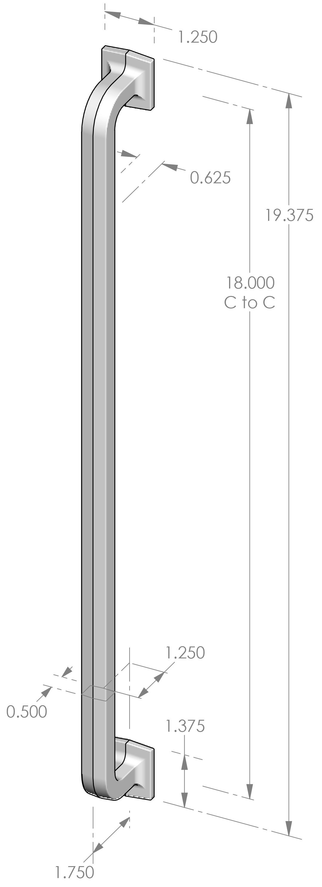 AP-534-18 Square Handle Appliance Pull Specifications